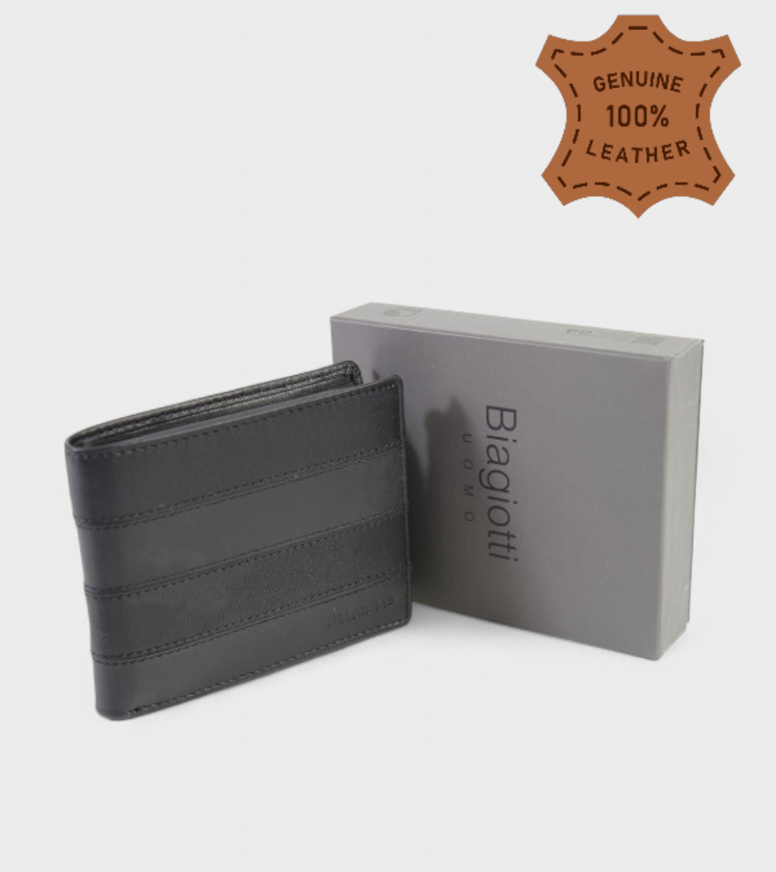 Мъжки портфейл от естествена кожа в черен цвят марка Biagiotti модел: LB765-04 черно