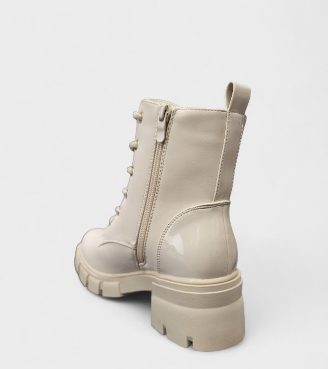 Дамски боти с цип и връзки в бежово B4170-2 beige