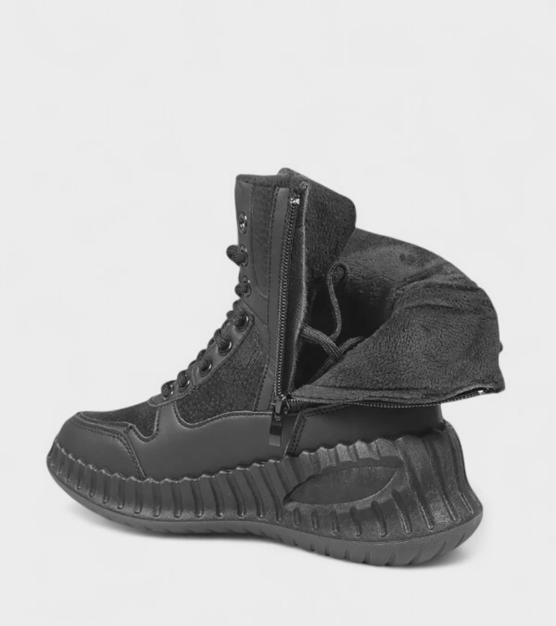 Дамски зимни боти с топъл хастар и дебела подметка черни W210163