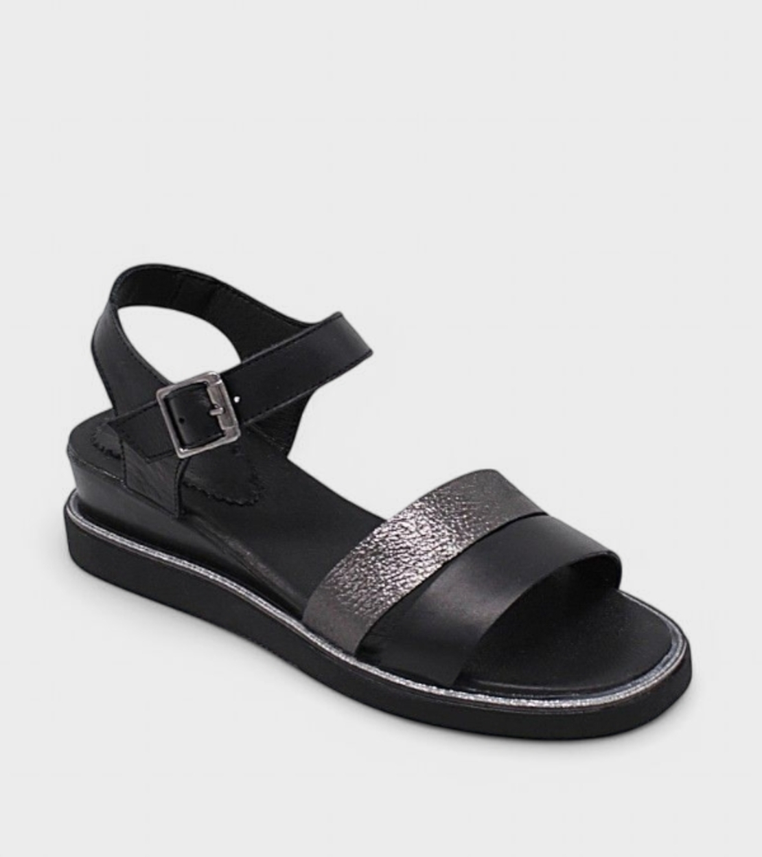 Елегантни черни сандали с платформа 2483-939 nero-krispi