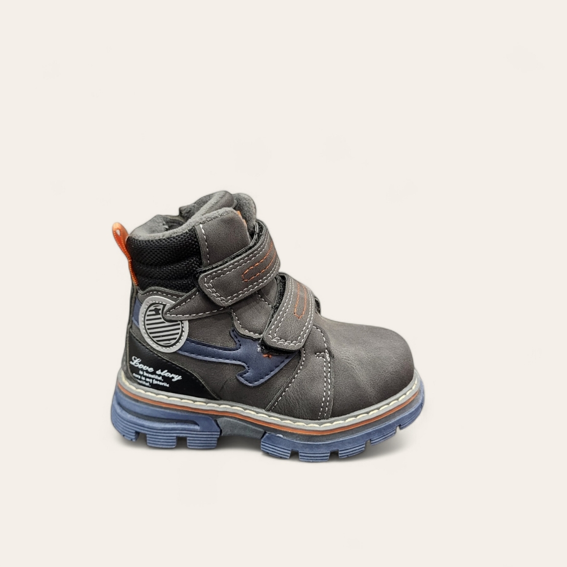 Детски боти за момче с цип и лепенки B30-2 grey