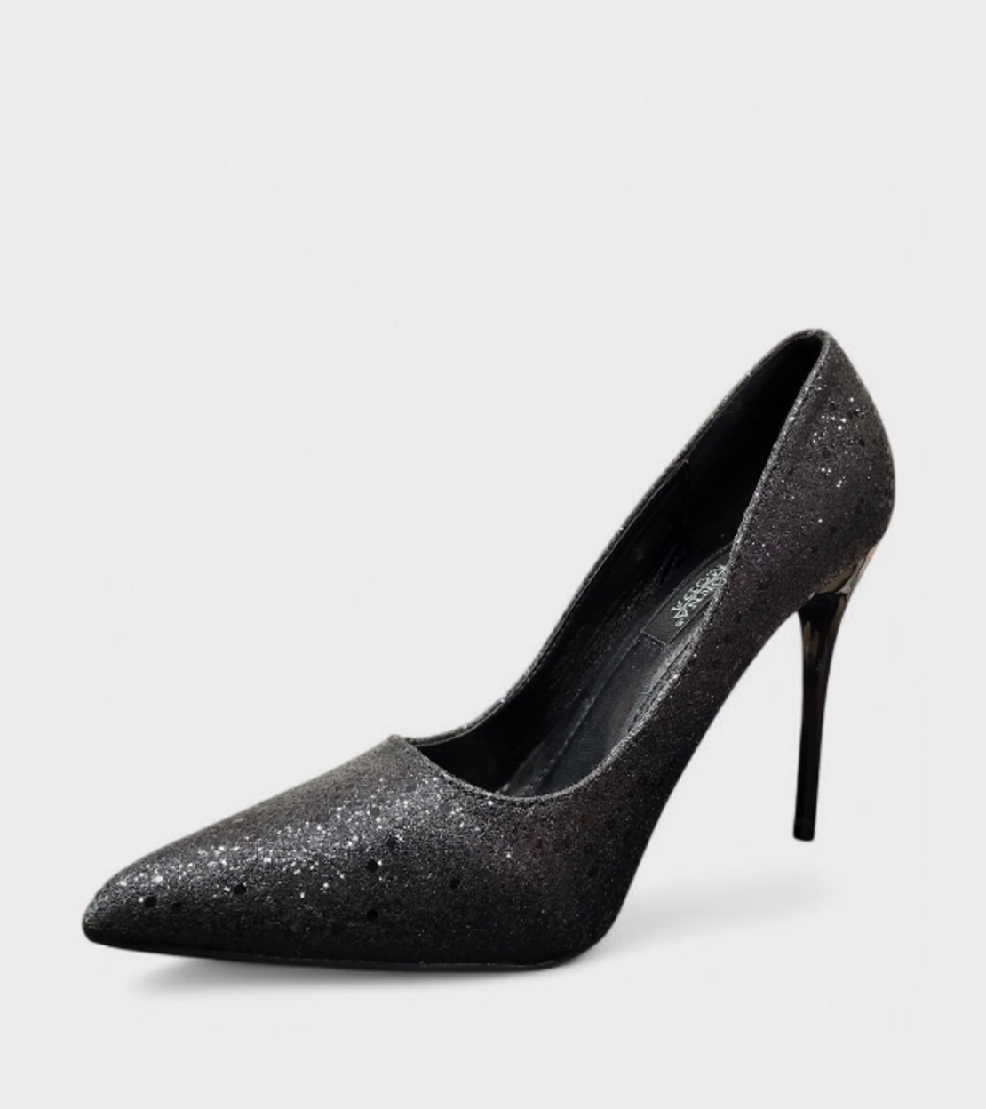 Елегантни дамски обувки на ток с брокатен ефект – TNR82362 black