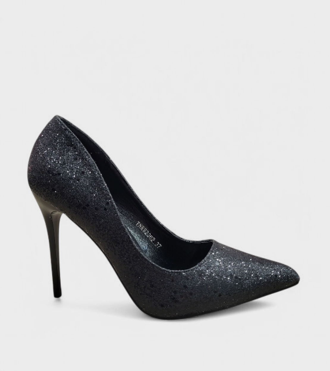 Елегантни дамски обувки на ток с брокатен ефект – TNR82362 black