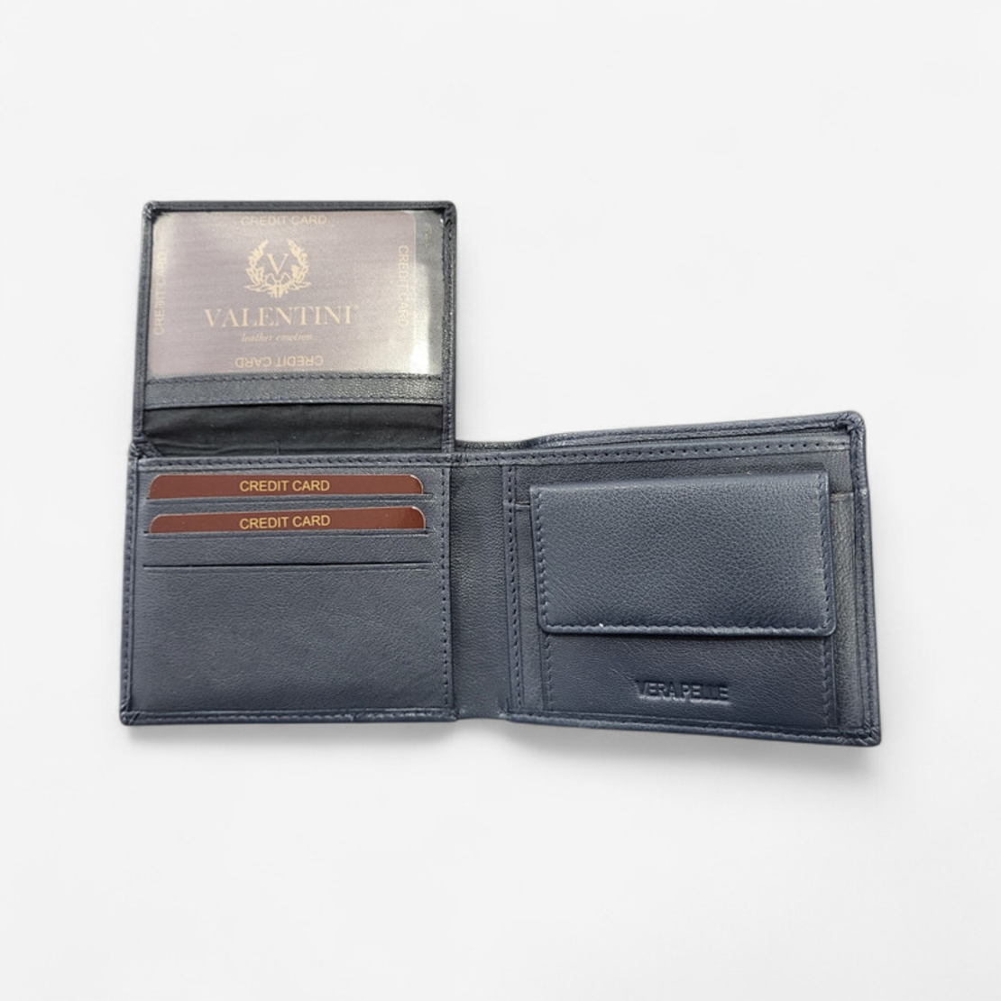 Мъжки портфейл от естствена кожа в син цвят марка Valentini модел: 306992 синьо