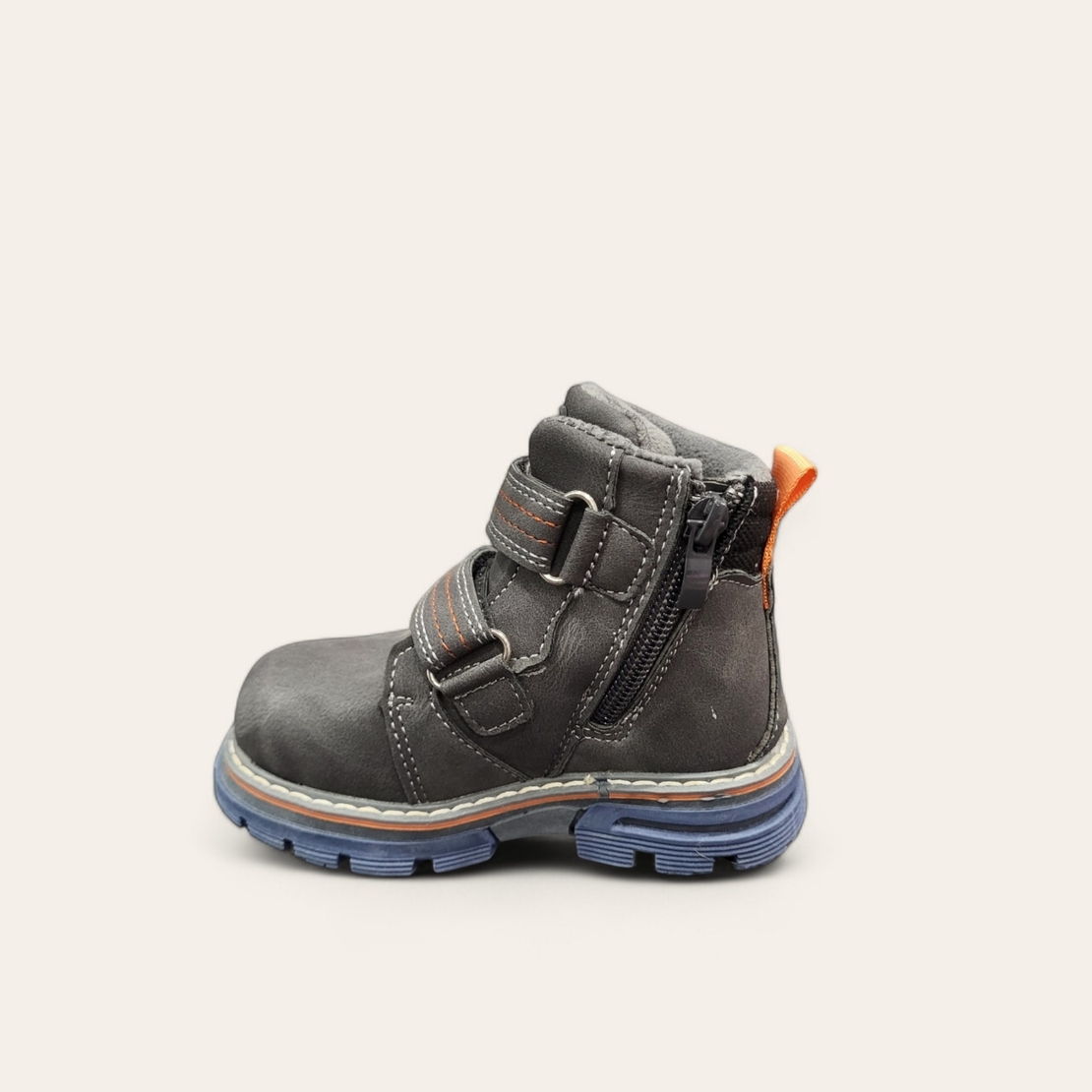 Детски боти за момче с цип и лепенки B30-2 grey