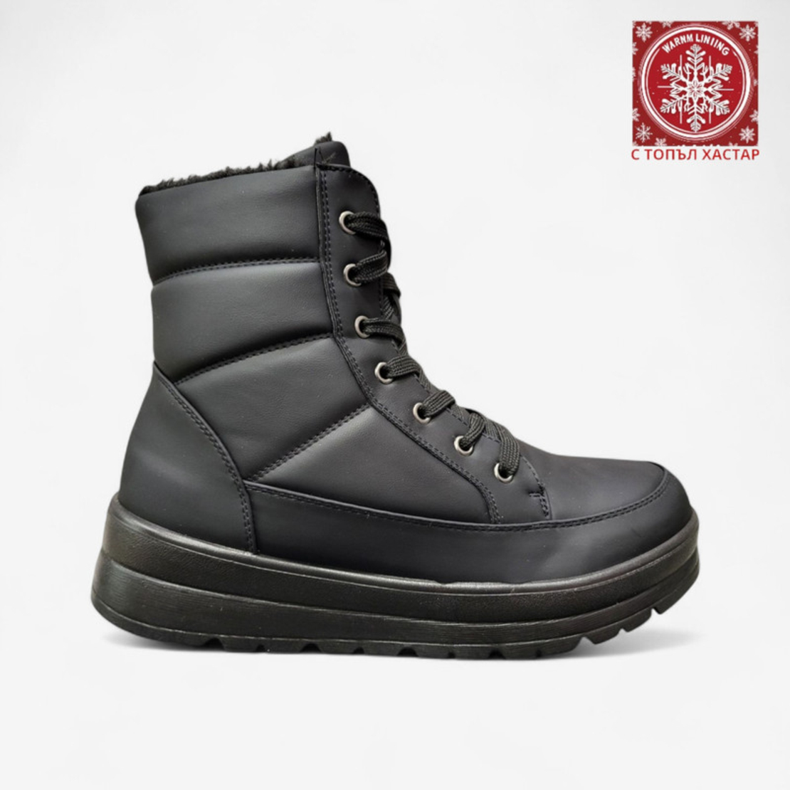 Дамски зимни боти с топъл хастар в черно B1103-1 black