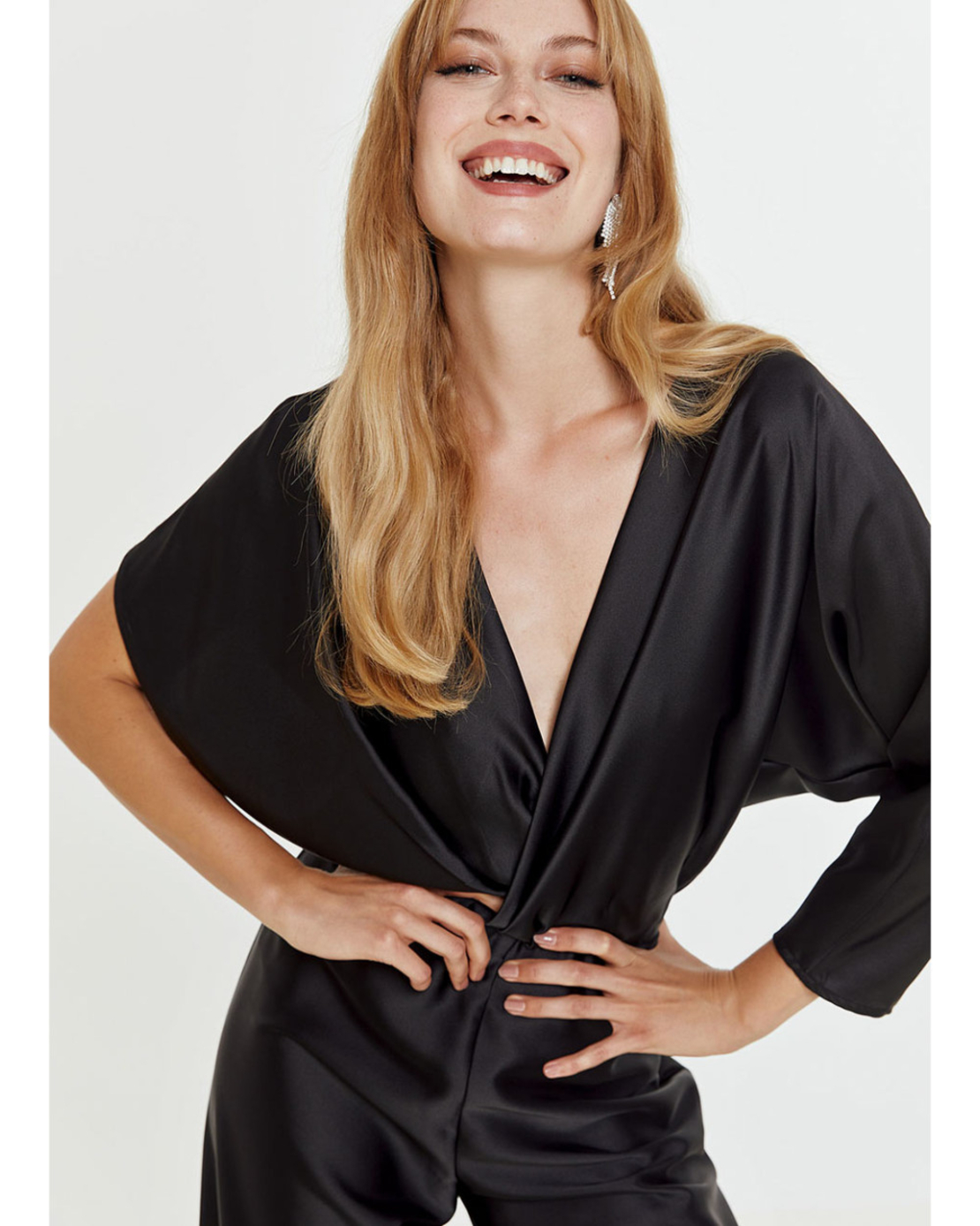 Satin asymmetric jumpsuit