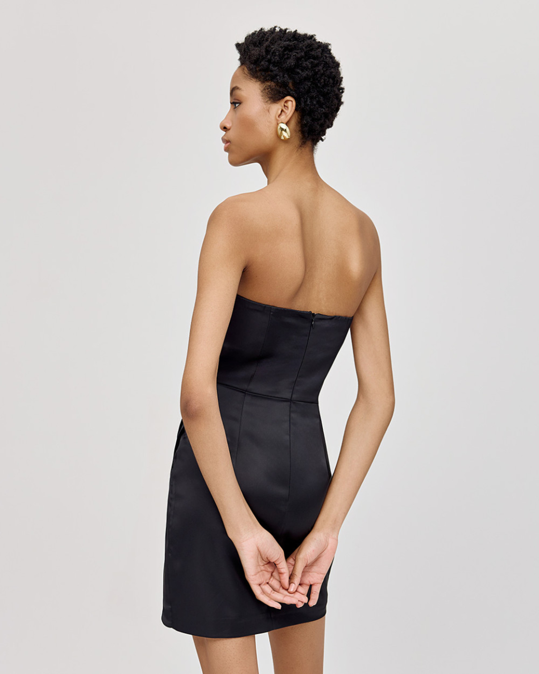 Short black satin dress