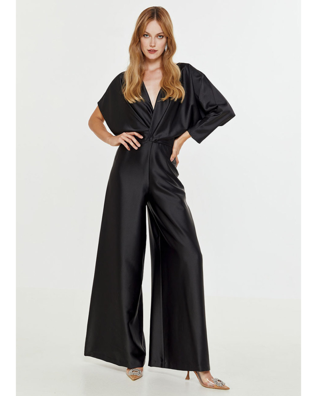 Satin asymmetric jumpsuit