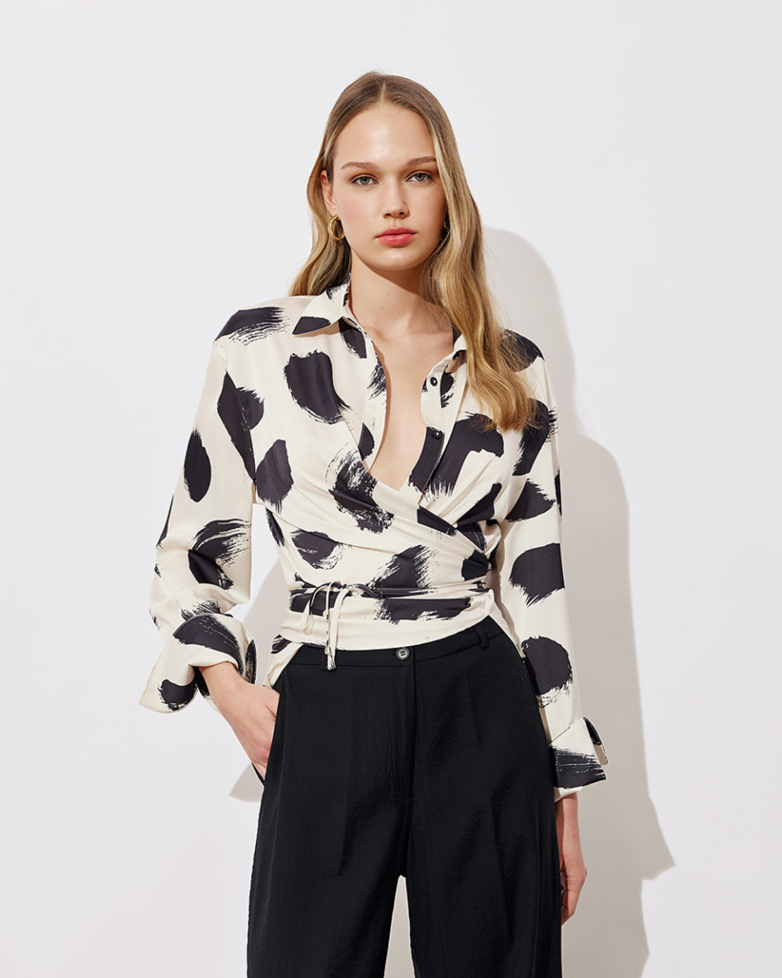 Printed wrap shirt