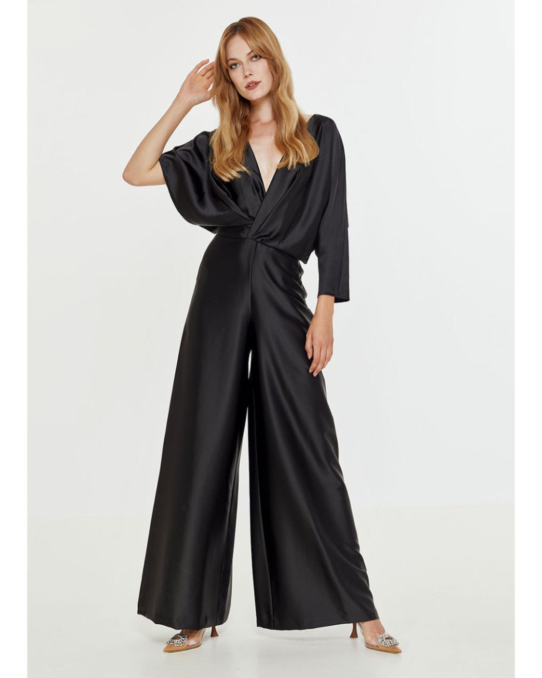 Satin asymmetric jumpsuit