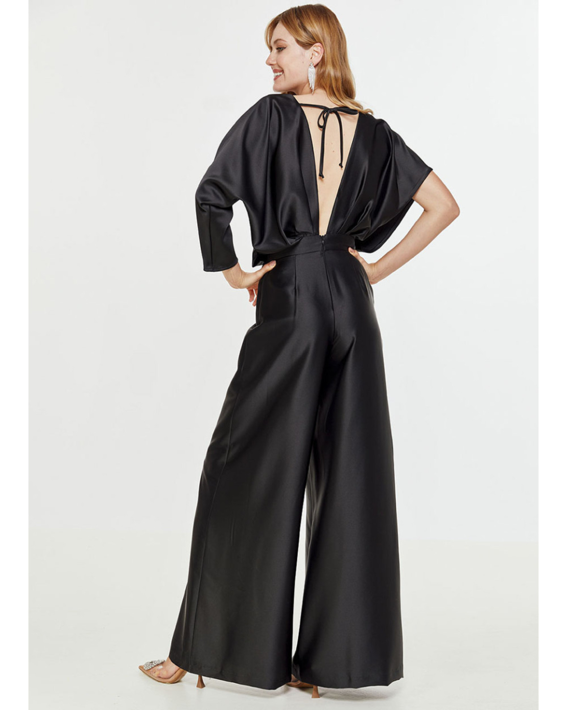 Satin asymmetric jumpsuit