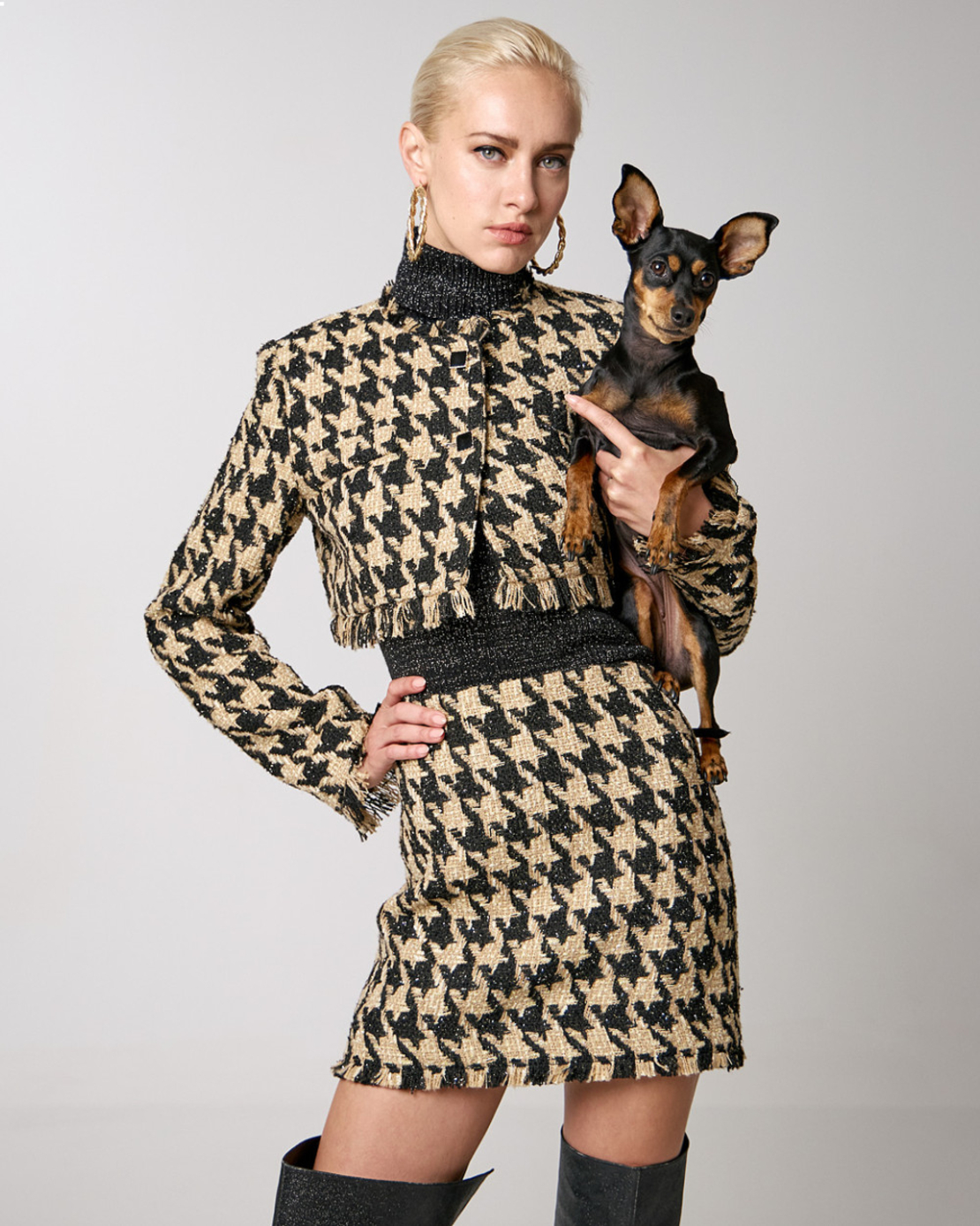 Gold tweed mini skirt