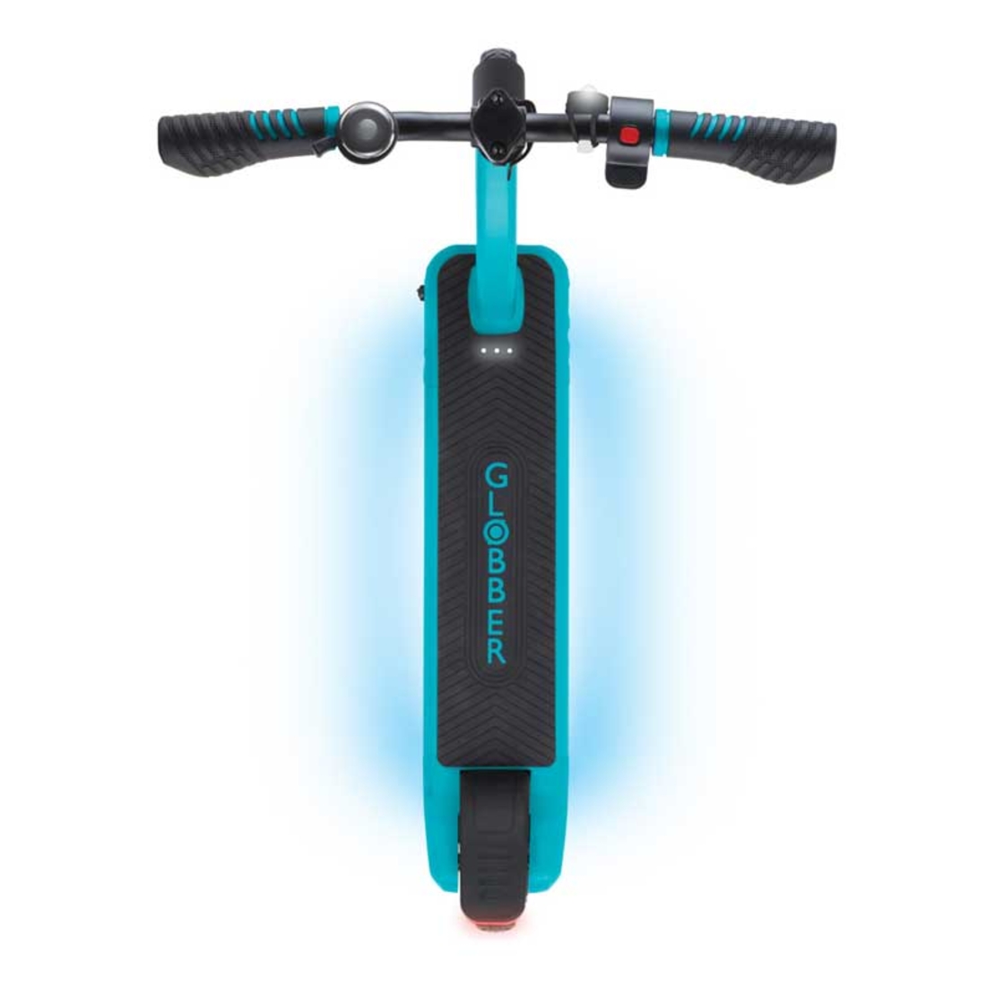 Електрическа тротинетка със светеща платформа GLOBBER E-MOTION 11 за деца над 8 години - синьо-зелена