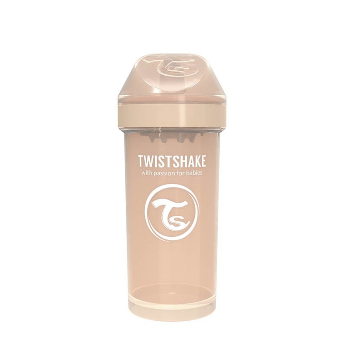 Детска чаша с шейкър Twistshake 360 мл 12+ месеца бежова