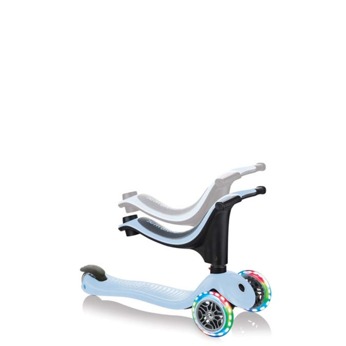 Тротинетка Globber 4 в 1 GO UP Sporty Lights - Пастелно синя