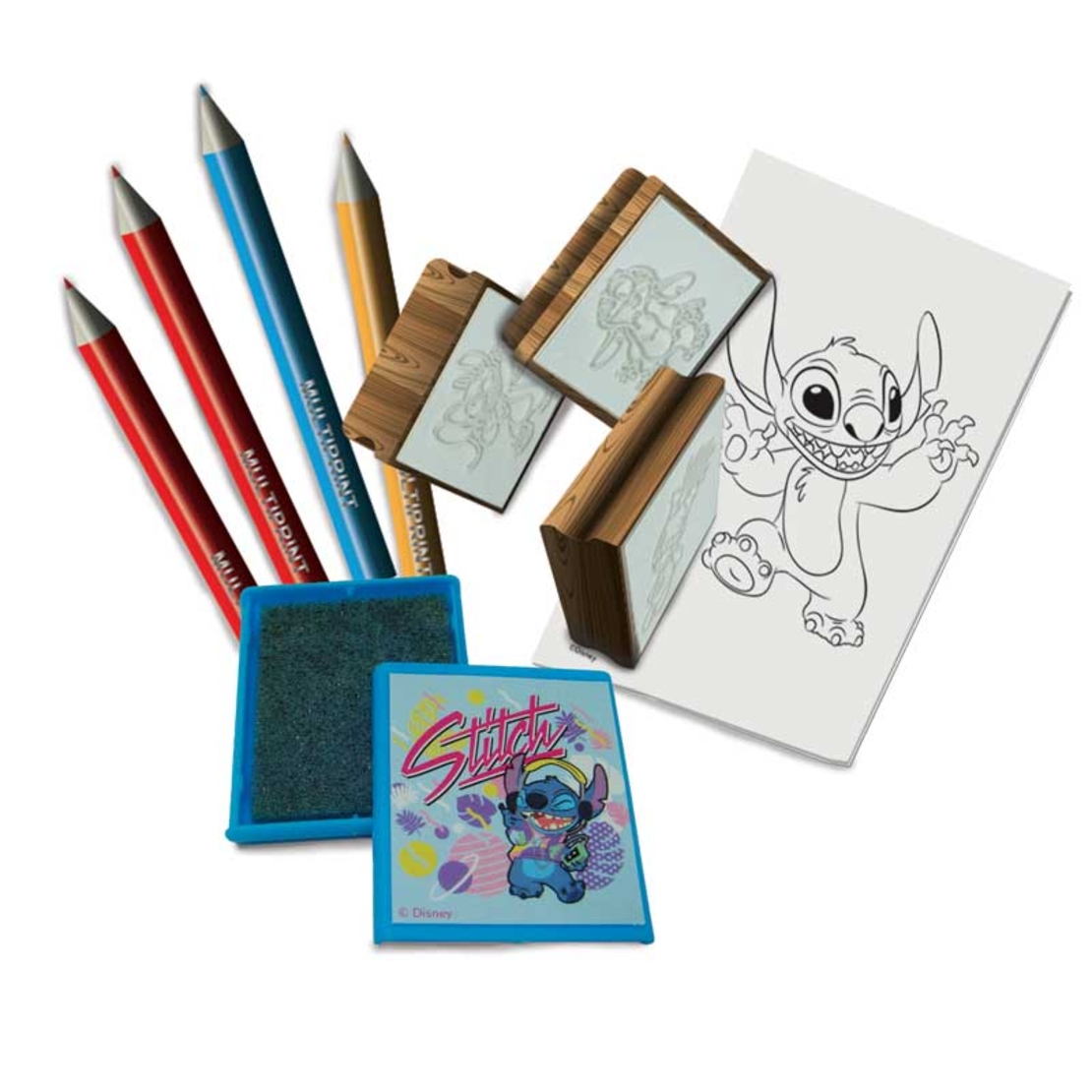 Кутия за съх
ранение  "Stitch" с аксесоари за оцветяване и 3 печата