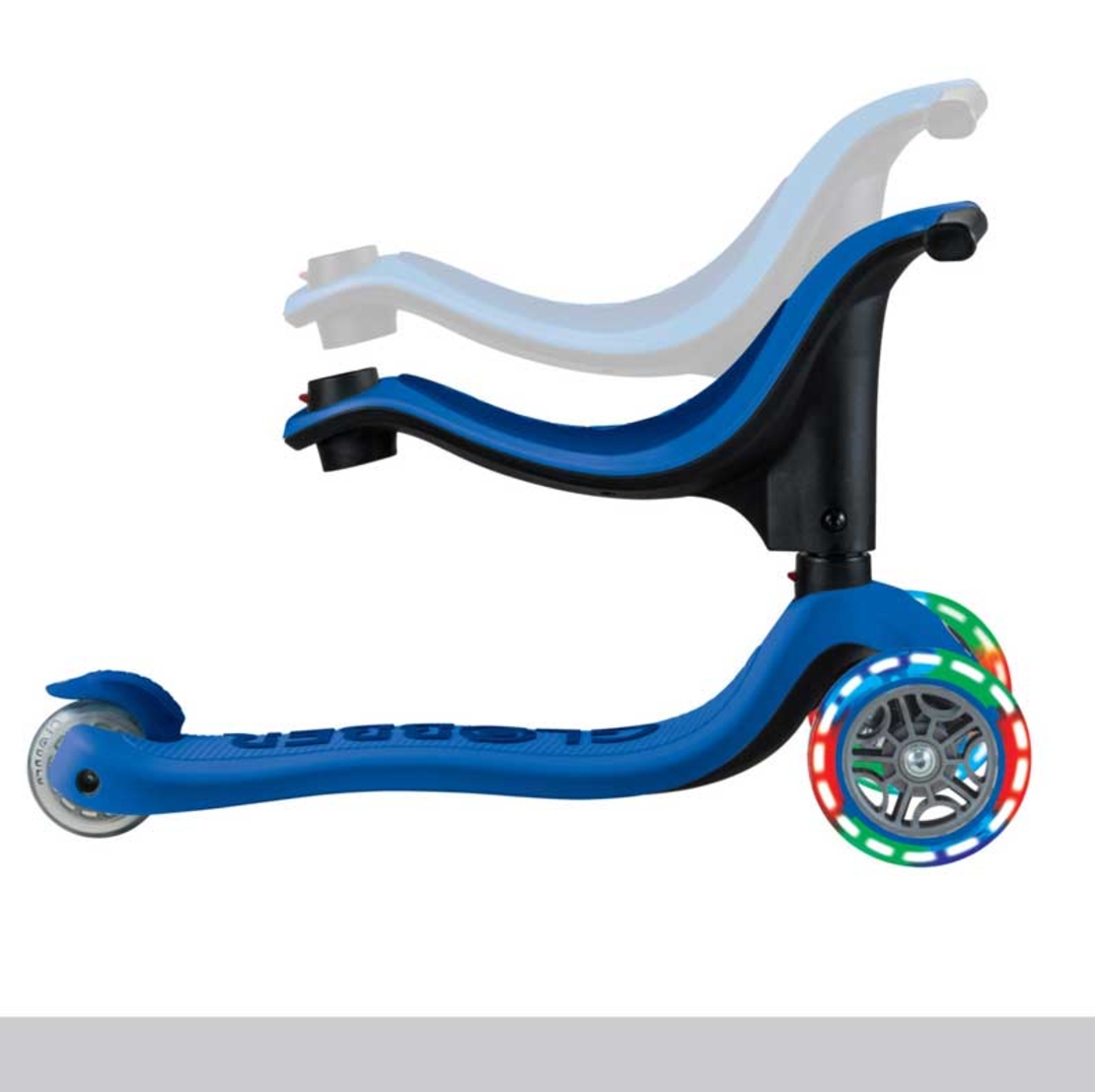 Тротинетка със седалка 4 в 1 GLOBBER GO UP SPORTY LIGHT - тъмно синя