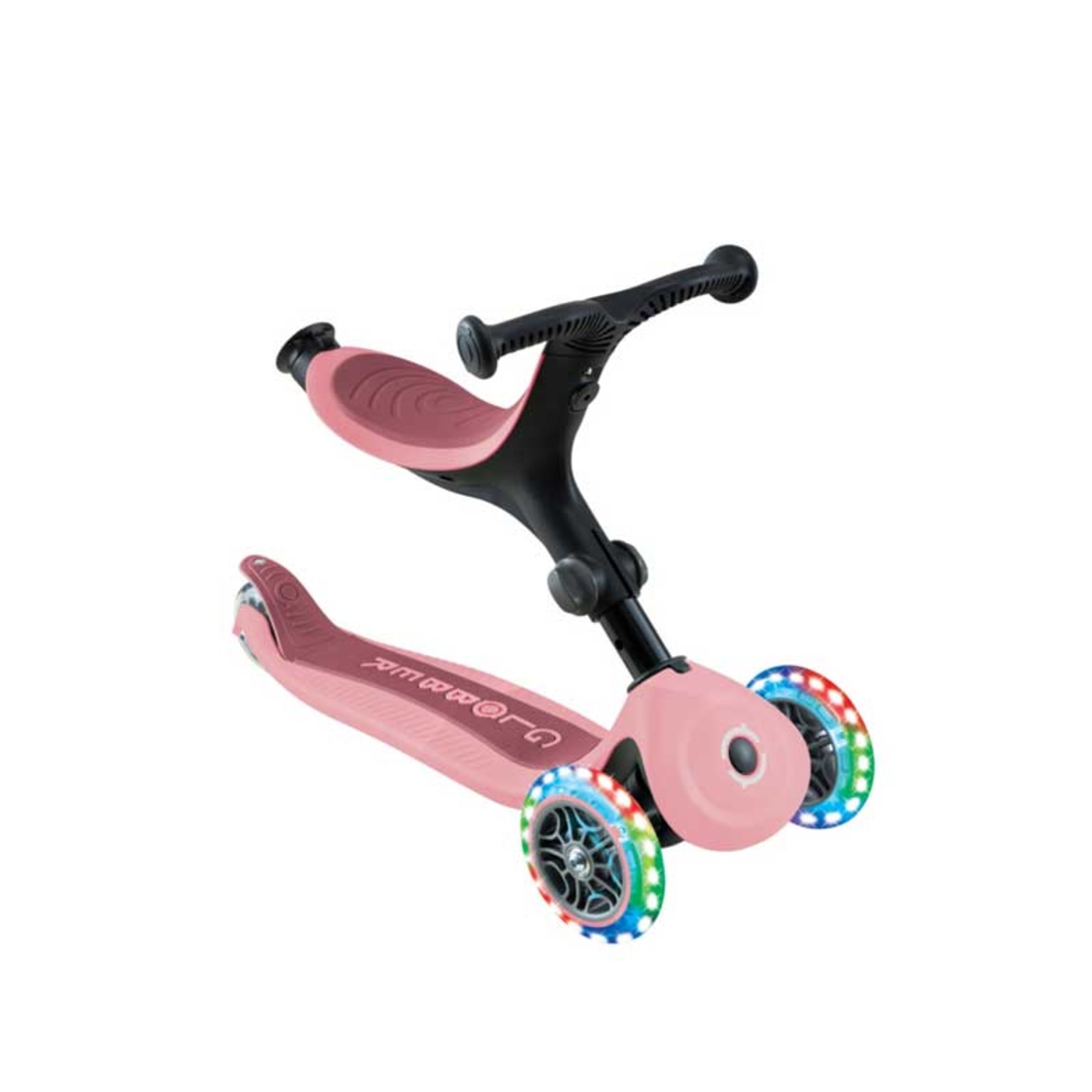 Сгъваема тротинетка 5 в 1 GLOBBER GO UP ACTIVE LIGHTS 360° - пастелно розова
