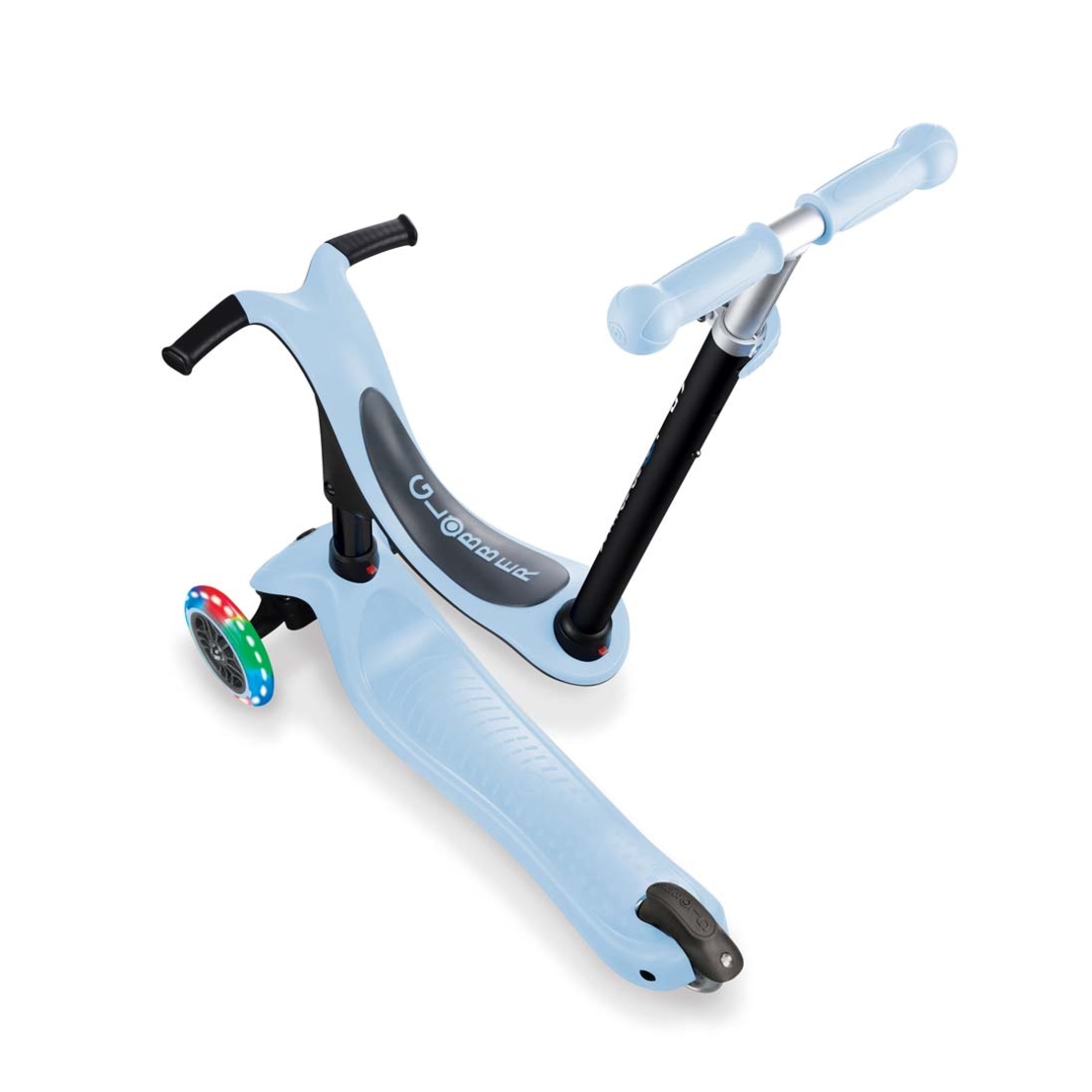 Тротинетка Globber 4 в 1 GO UP Sporty Lights - Пастелно синя