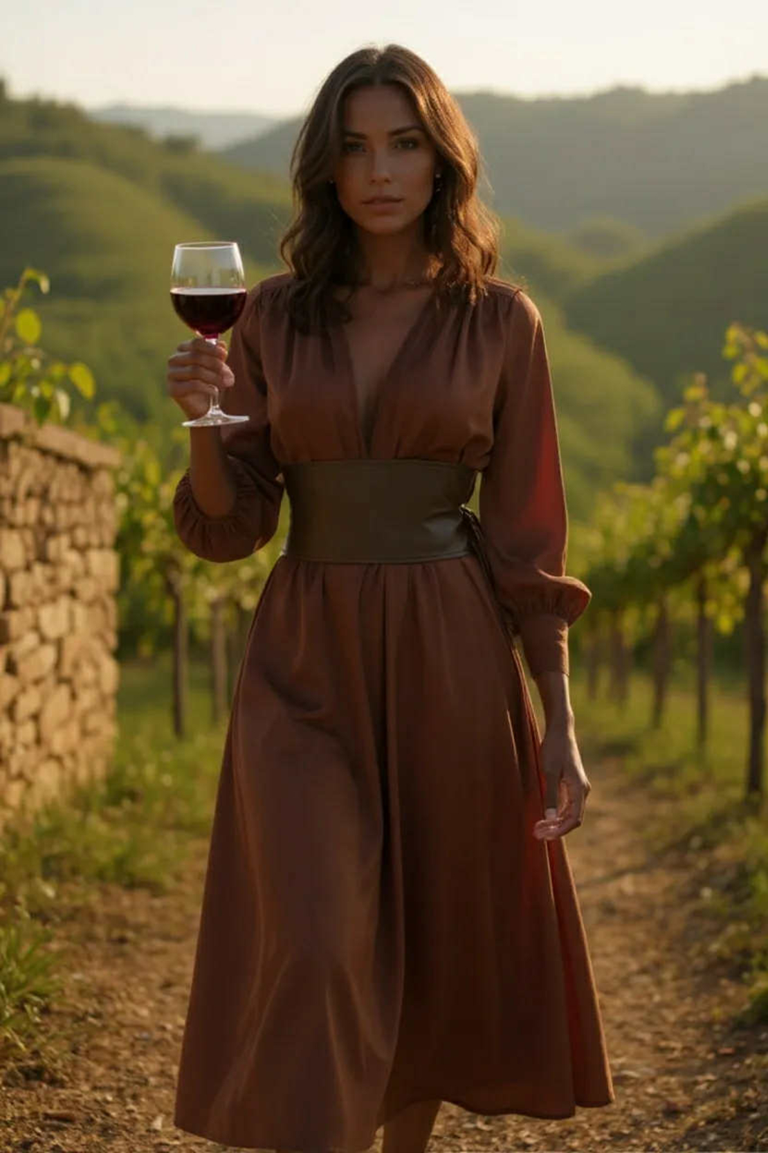 Дамска елегантна рокля „Wine Whisper“