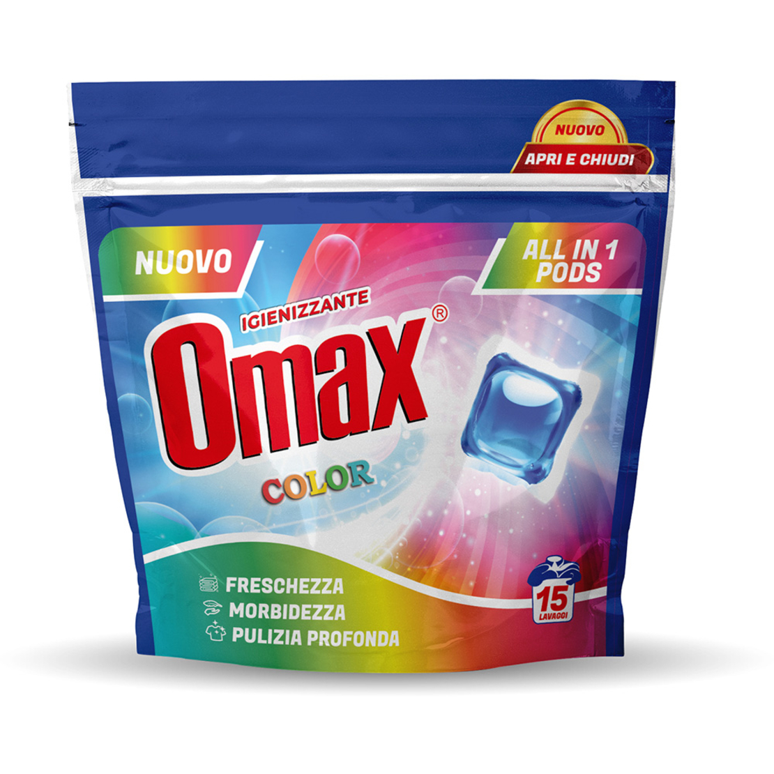 КАПСУЛИ ЗА ПРАНЕ OMAX ALL IN 1 COLOR 15 БР.