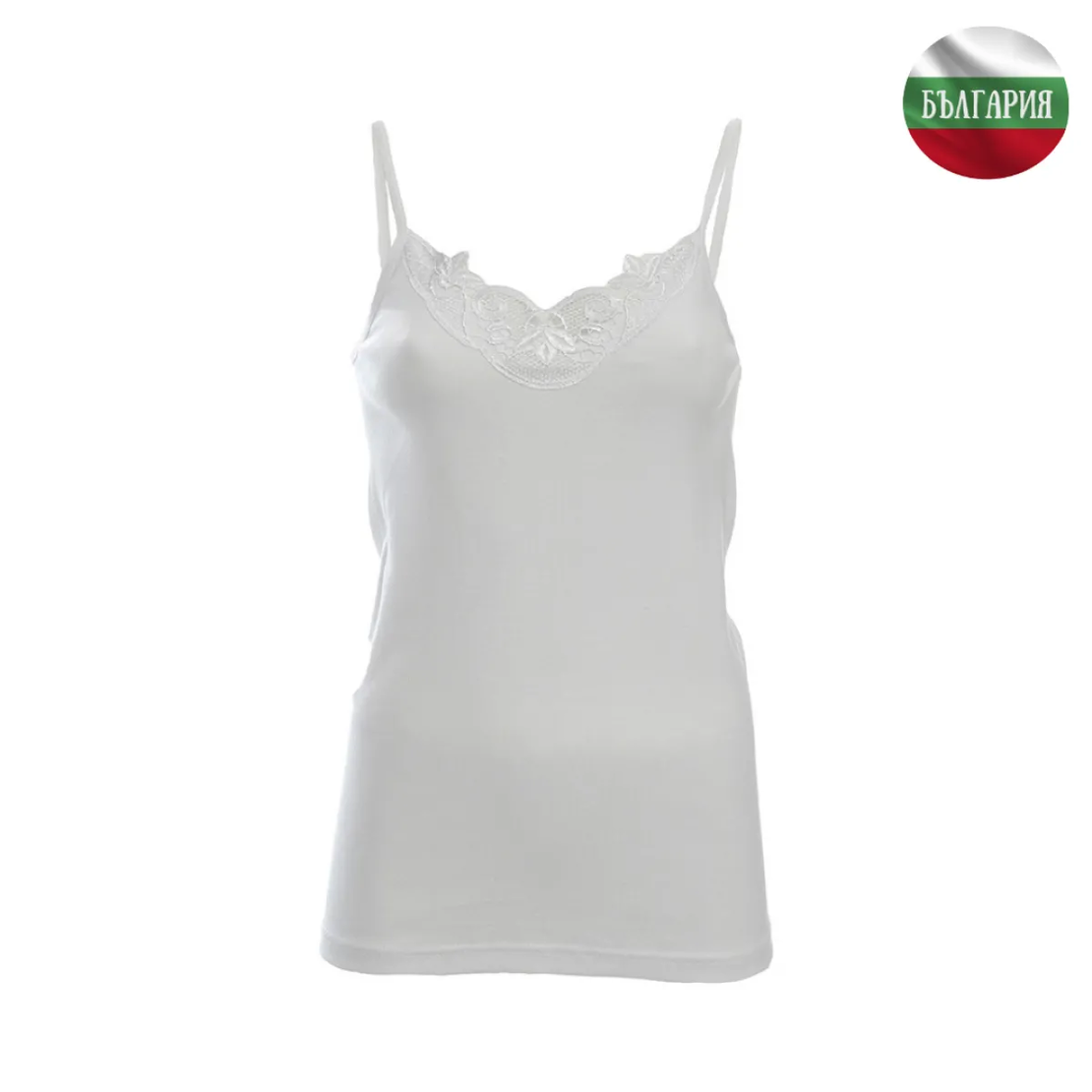 Дамски корсаж - Тънка презрамка с дантела - Рипс - Бял - L - 060723
