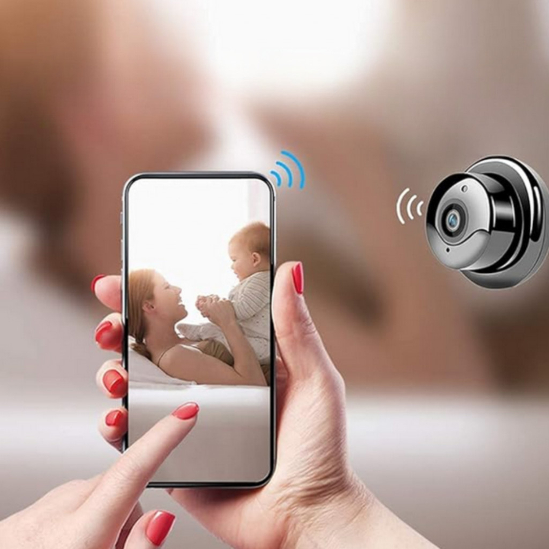 Мини HD камера V380 - Wi-Fi, IR нощно виждане и запис до 64G