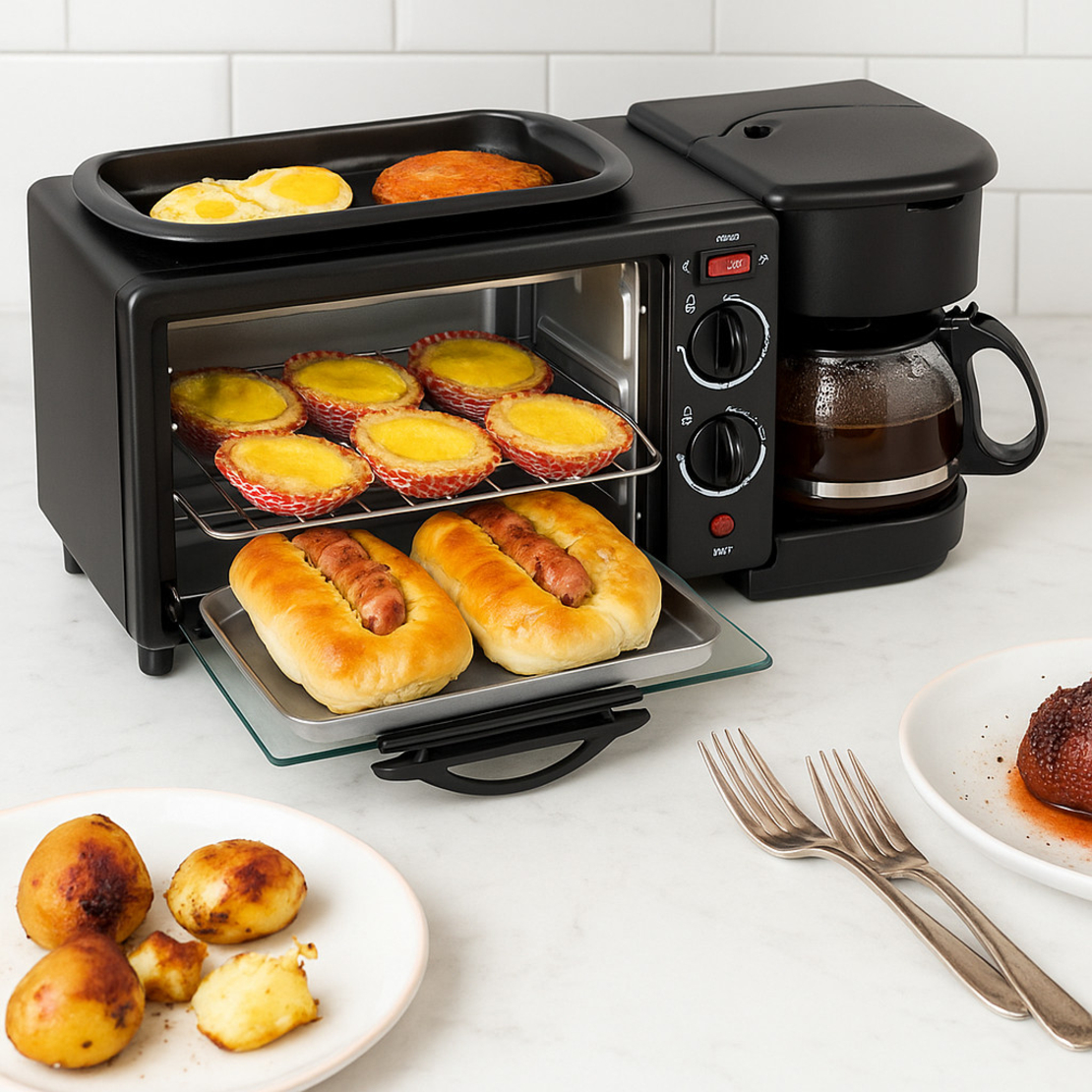 Печка, тостер и кафемашина – 3в1 + ПОДАРЪК Уред за сандвичи Royal Swiss