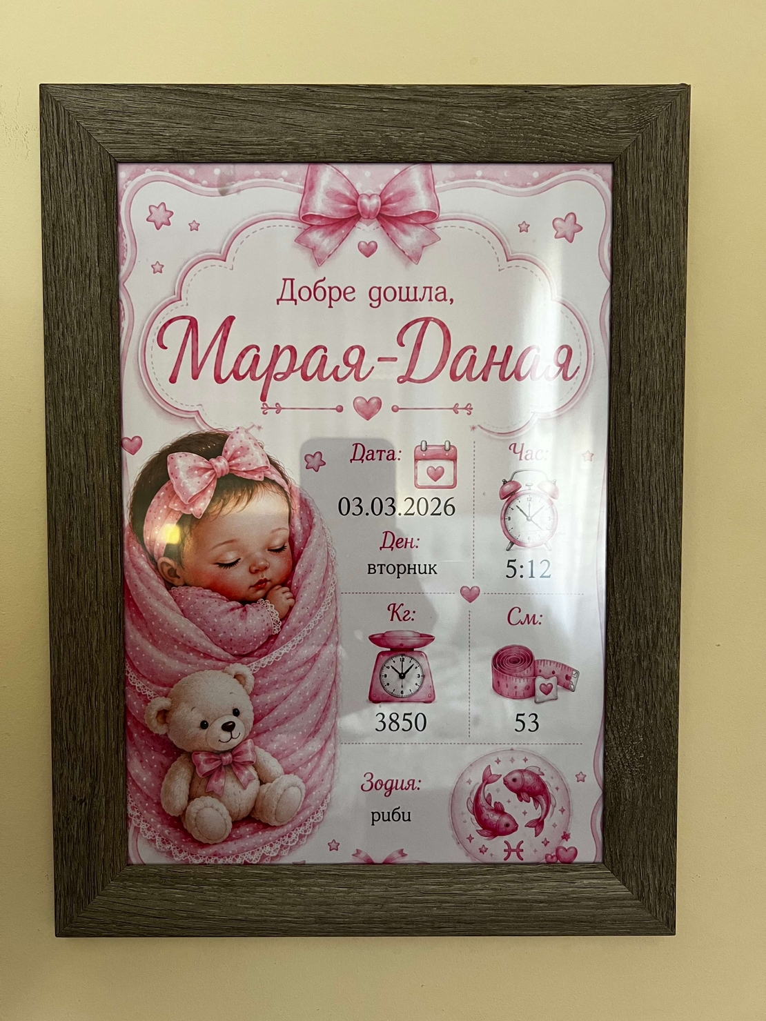 Персонализирана Бебешка визитка с бебе