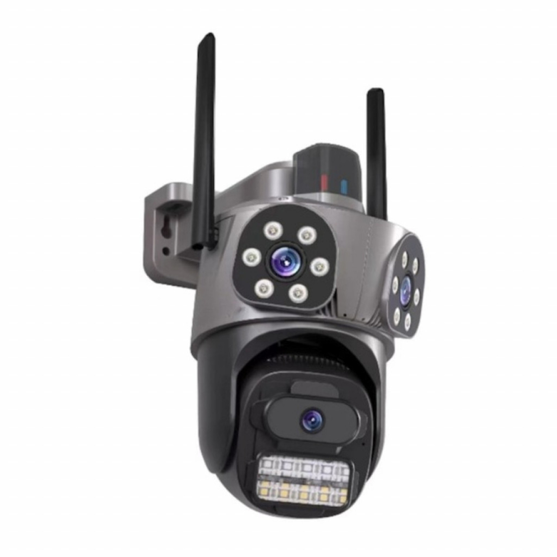 Тройна външна WiFi камера 9MP с аларма, 24 диода, iCSee, 64GB памет