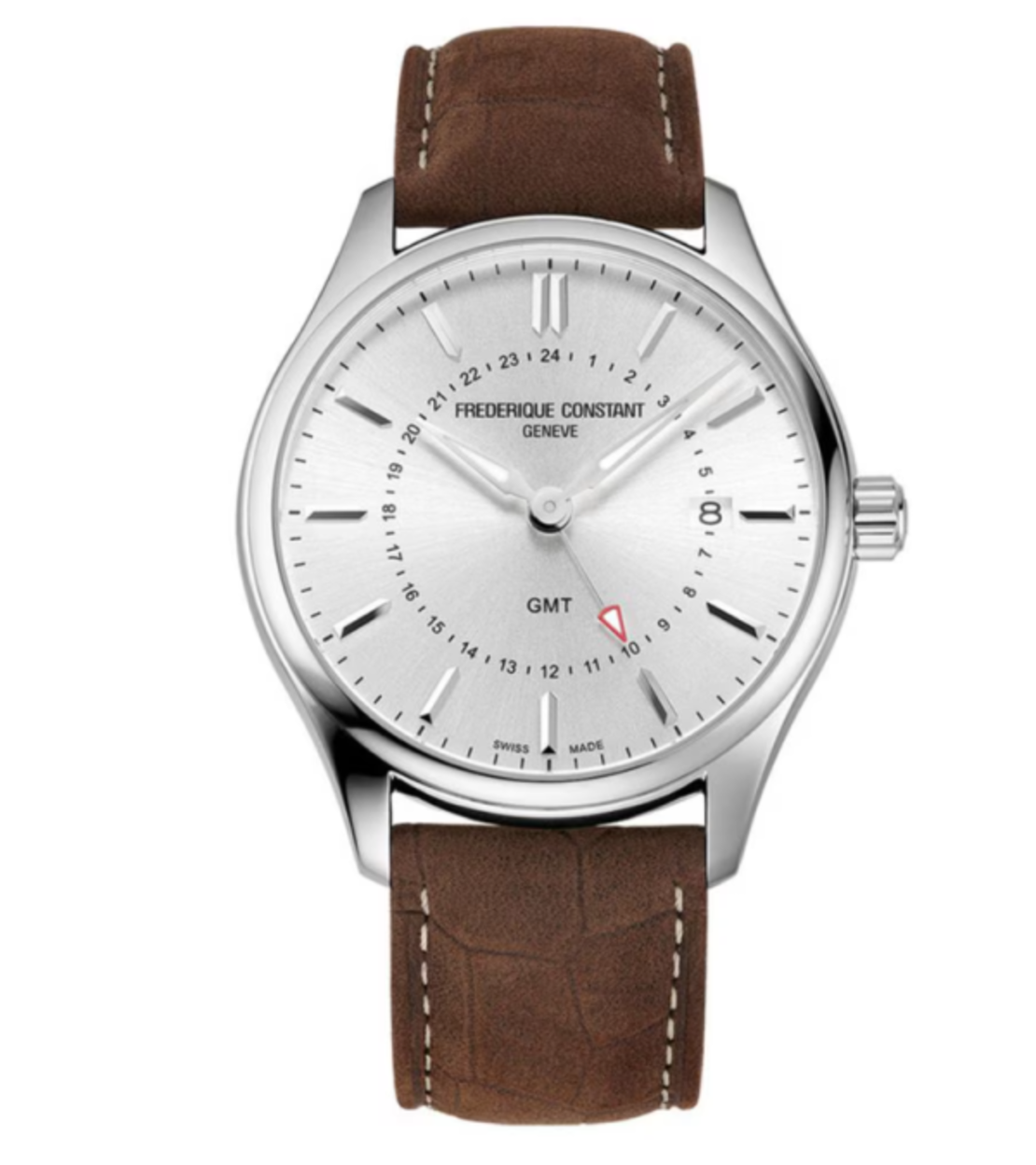 Frederique Constant Watch Man Brown Leather Silver 40 Q3d