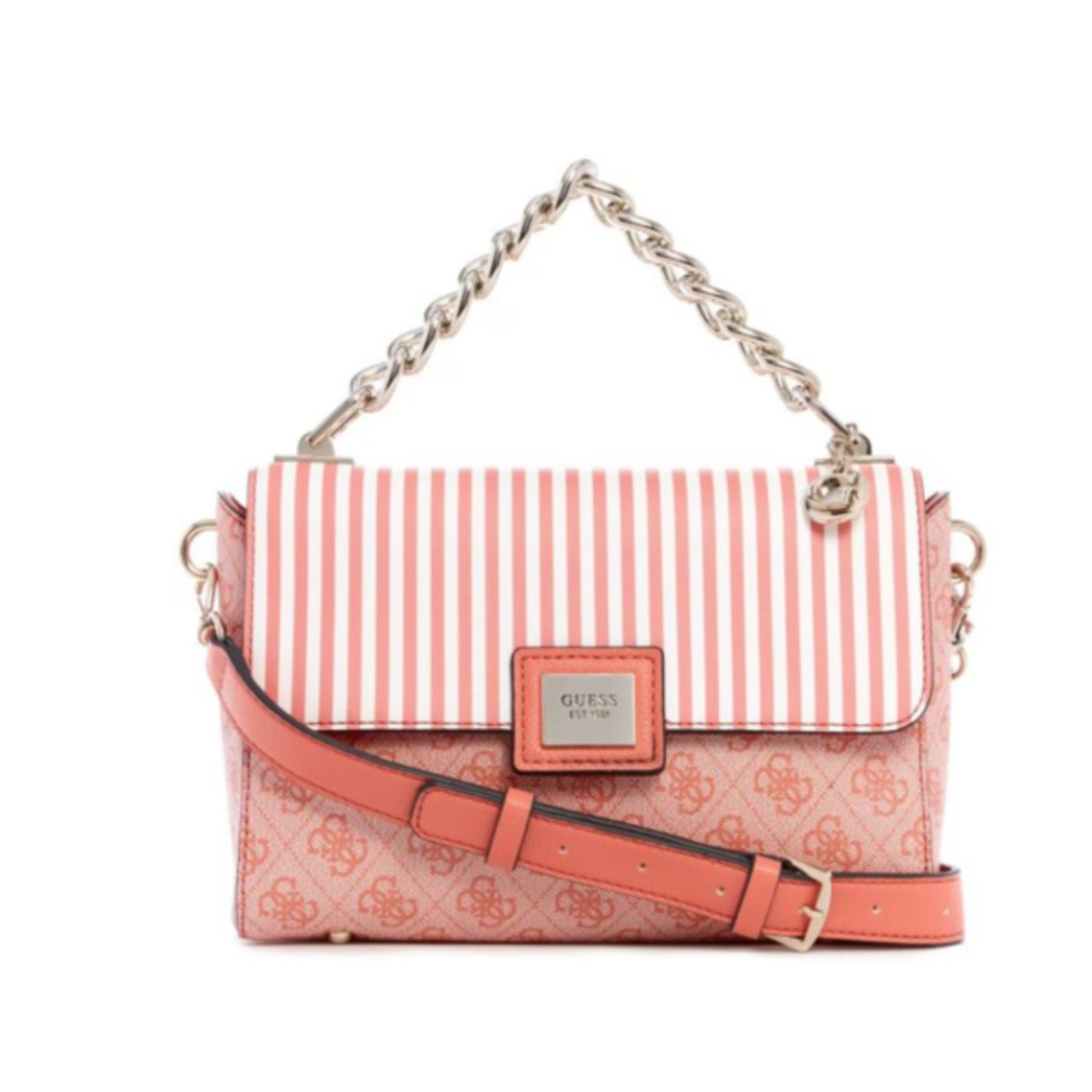 Guess Candace Satchel Handbag Women Ss20 Coral