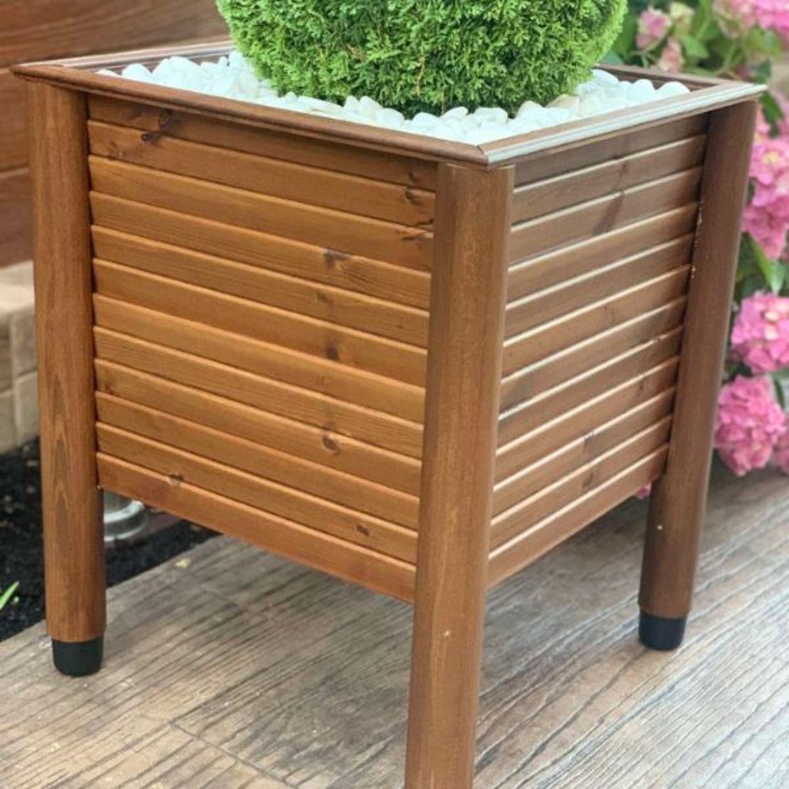 Дървена кашпа с овални крака | Linea Garden