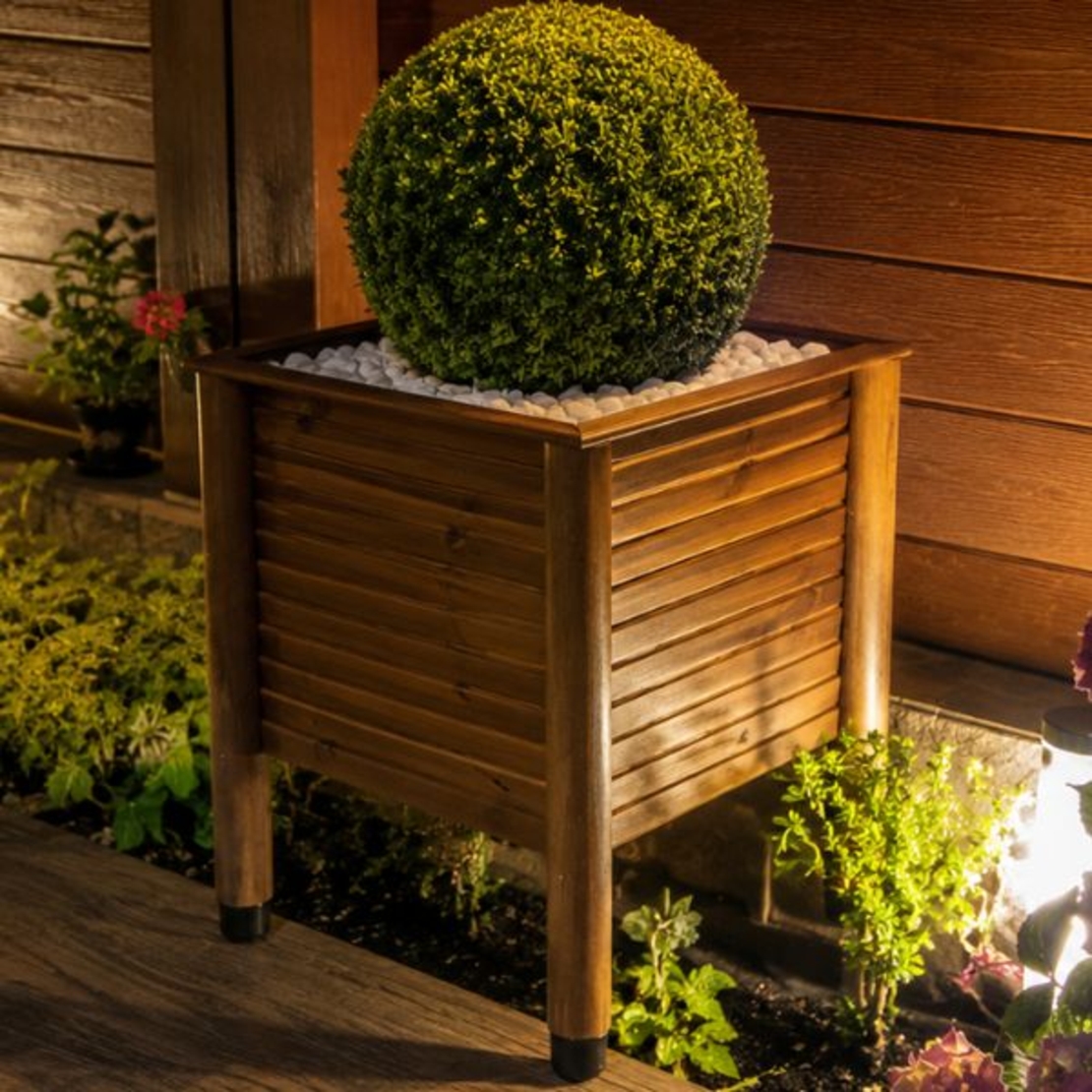 Дървена кашпа с овални крака | Linea Garden