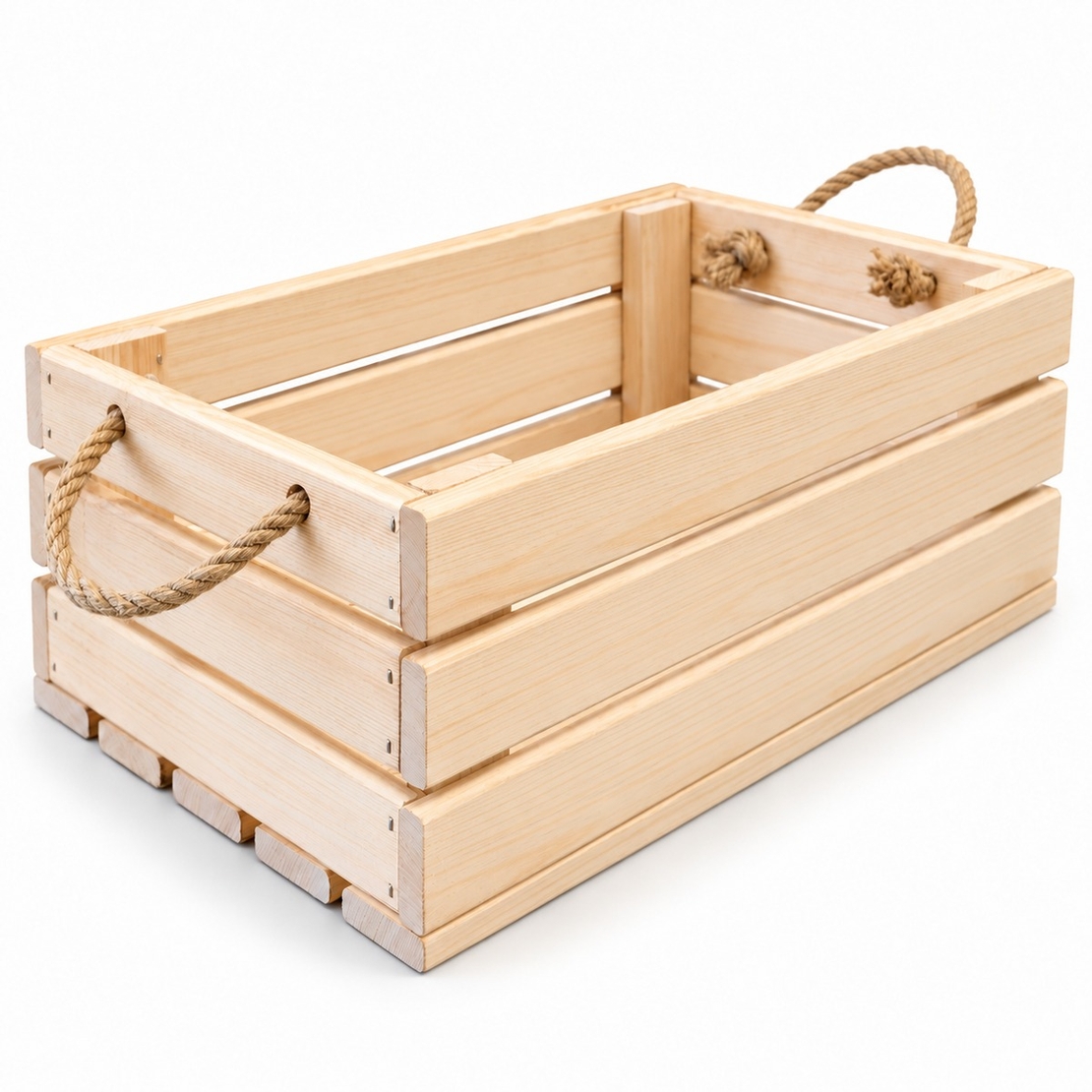 Дървена касетка с конопени дръжки 44 × 26 см
