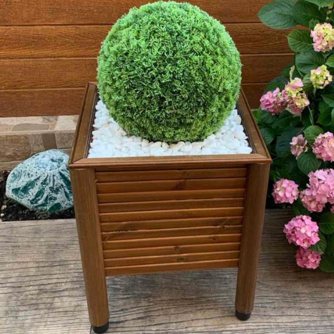 Дървена кашпа с овални крака | Linea Garden