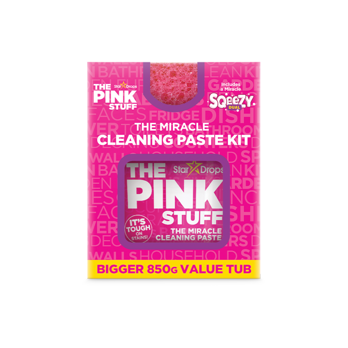 The Pink Stuff Stardrops Miracle Cleaning Paste 850g + двустранна гъба Sqeezy