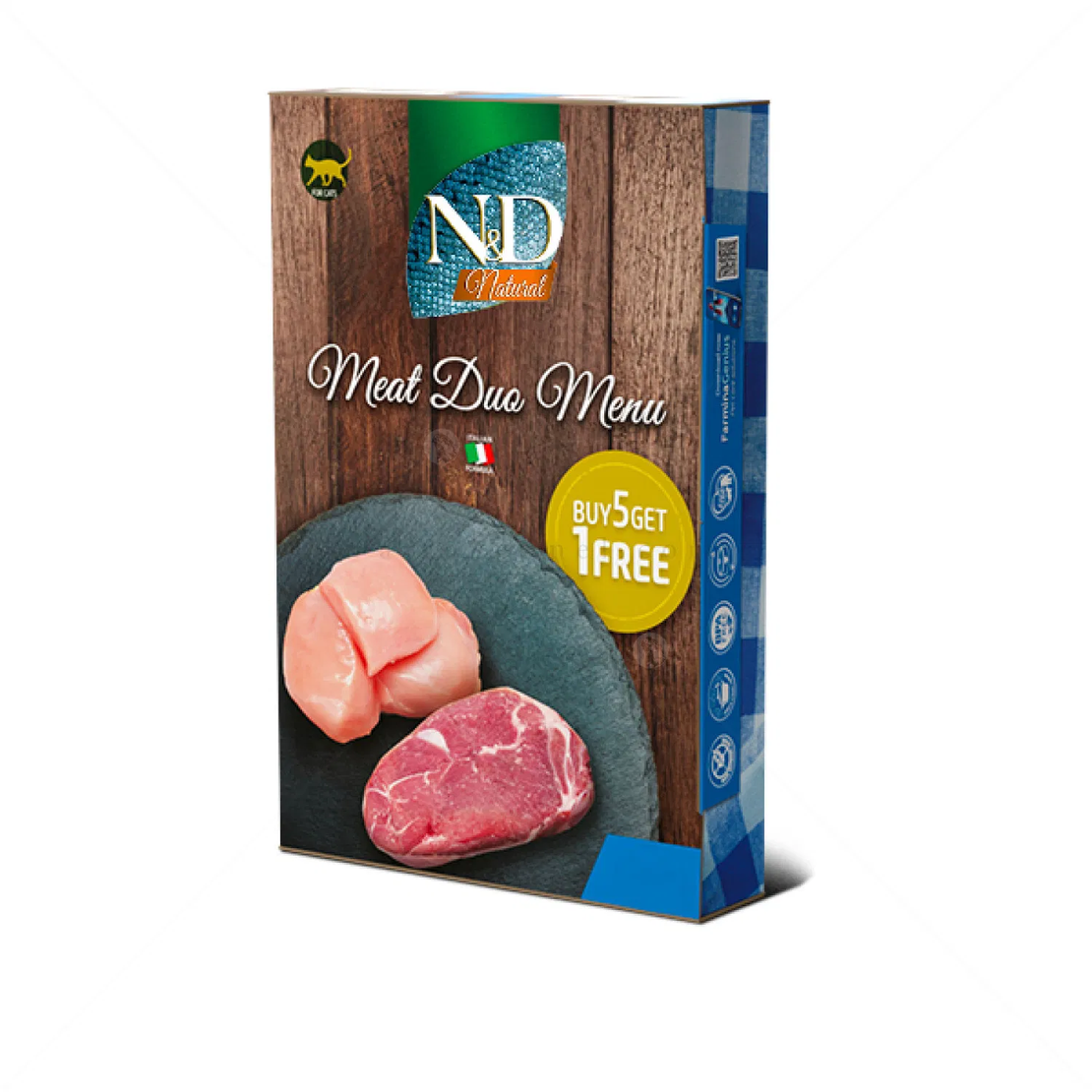 N&D Cat 6х70 гр Natural Meat Duo Menu - пиле и агне за възрастни котки
