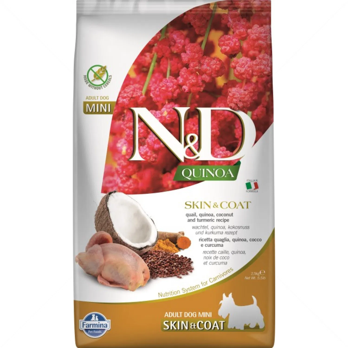 N&D Dog Quinoa за дребни породи с пъдпъдък, киноа, кокос и куркума на възраст над 1 година