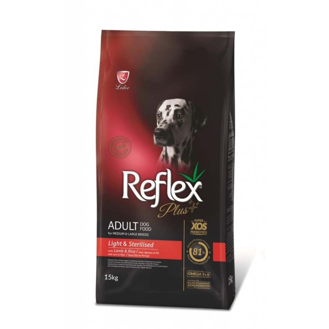 Reflex Plus Adult Dog Medium & Large Light & Sterilise за кастрирани кучета с агне и ориз