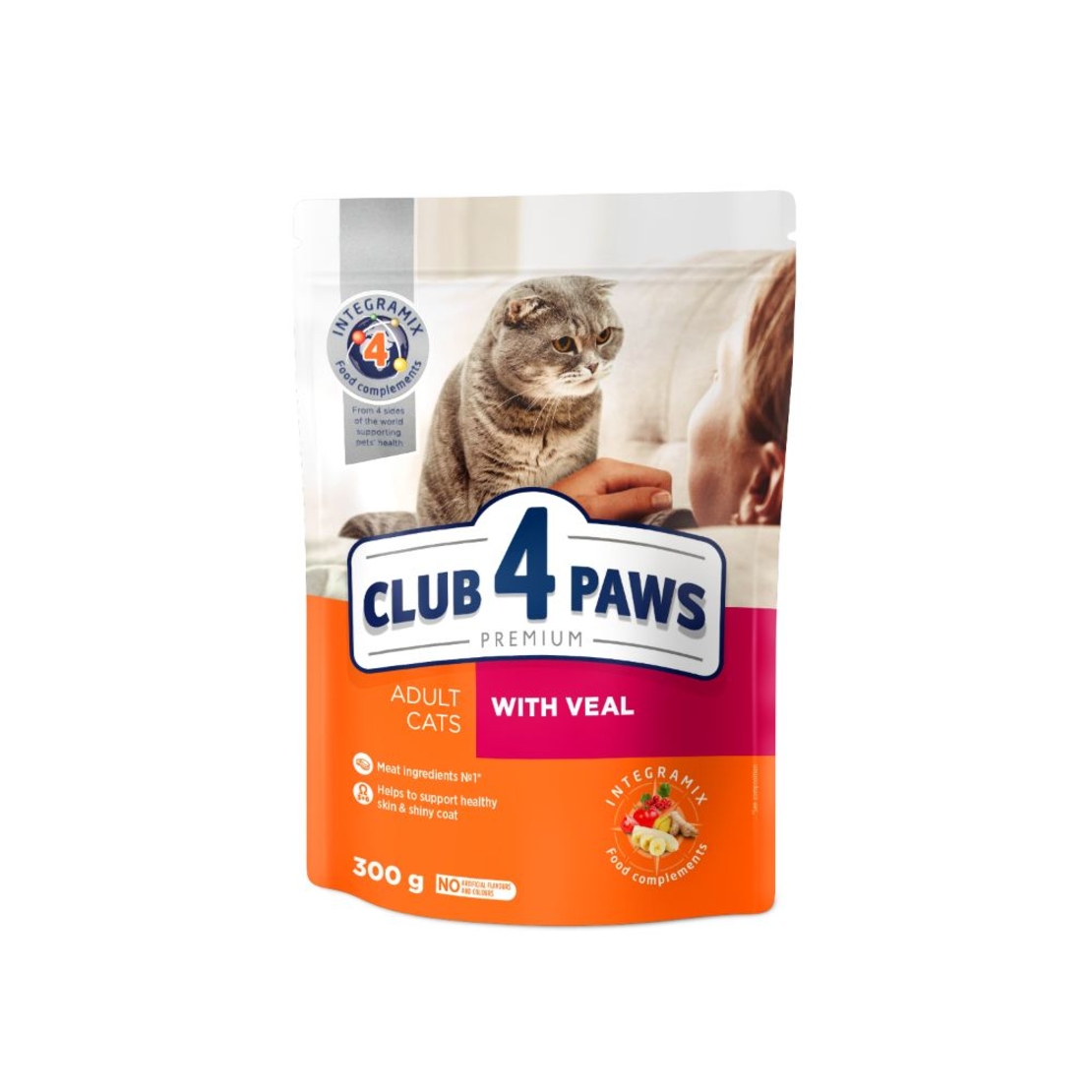 CLUB 4 PAWS ADULT VEAL Пълноценна, премиум храна за котки