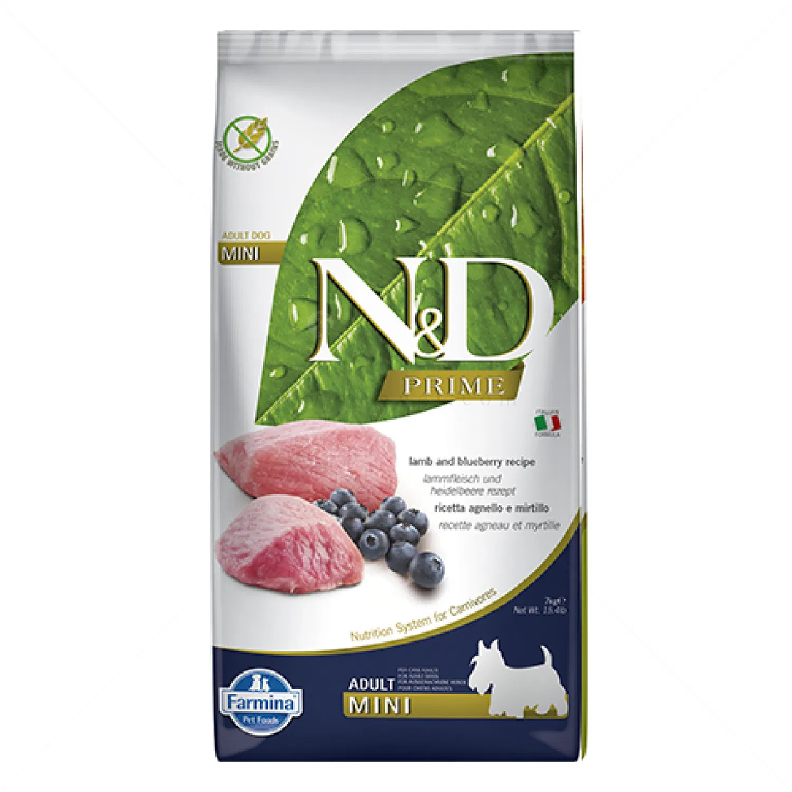 N&D Prime Dog Adult Mini с агнешко месо и боровинки за кучета от дребни породи над 1 година