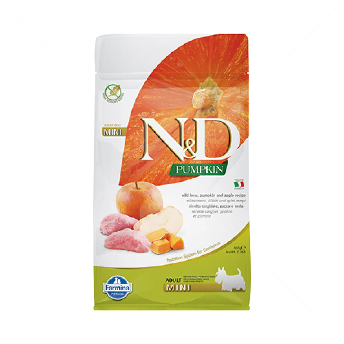 N&D Dog Pumpkin с глиганско месо, тиква и ябълка за кучета от дребни породи над 1 година