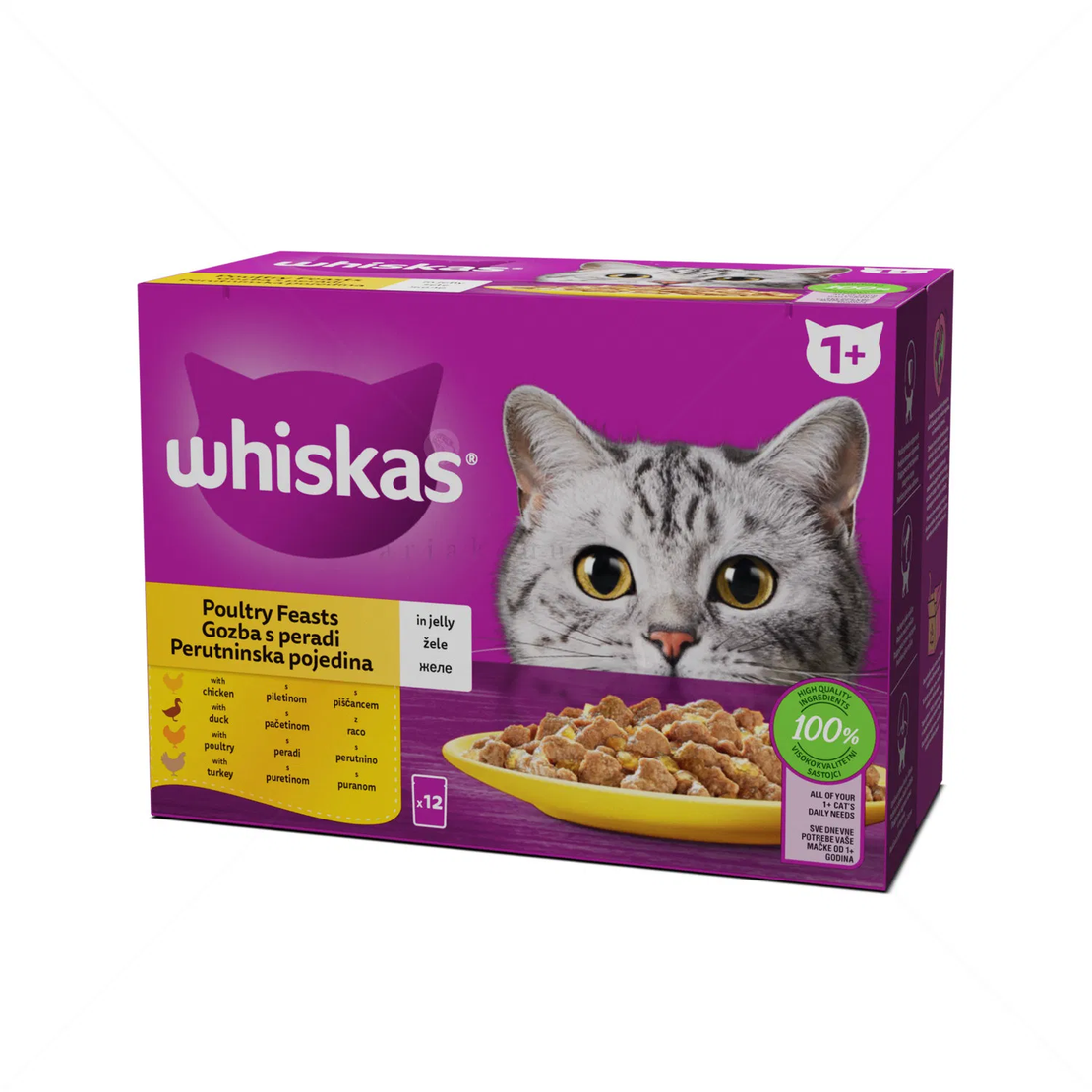 WHISKAS Adult 12х85 гр паучове Птичи ястия в желе