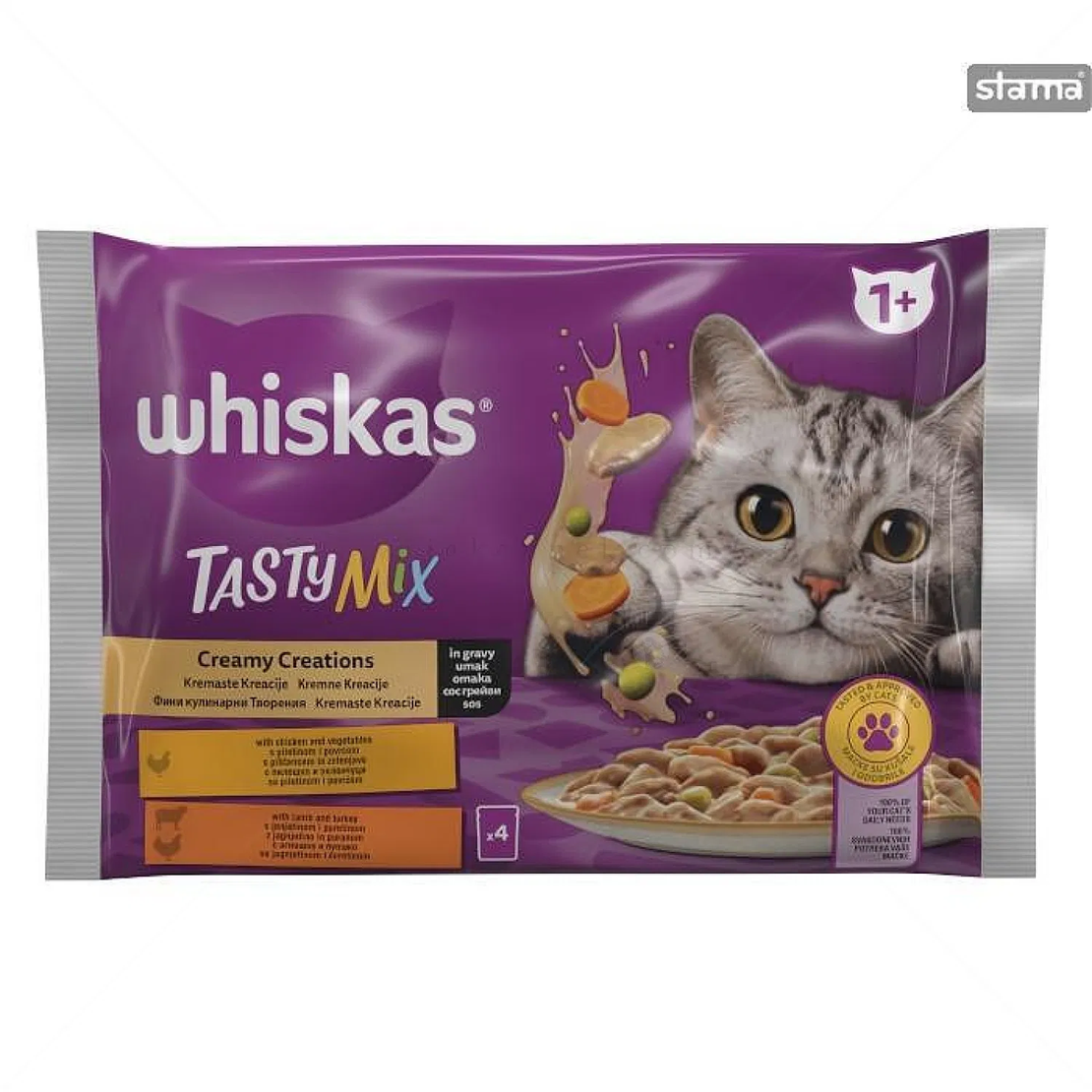 WHISKAS Tasty Mix Adult 4х85 гр Фини кулинарни творения в сос грейви