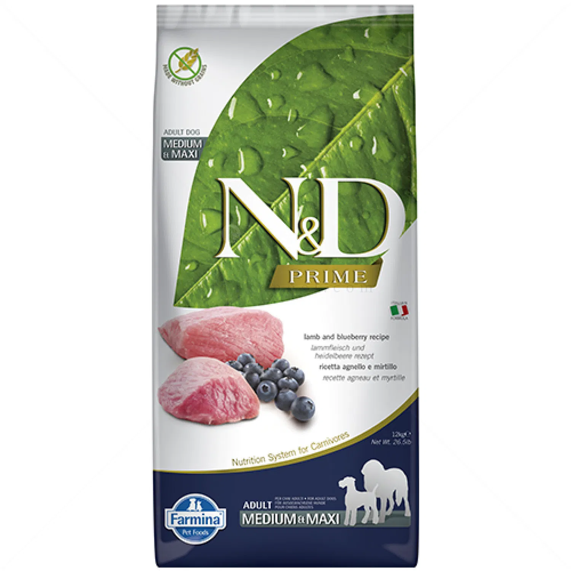 N&D Prime Dog Adult Medium&Maxi с агнешко месо и боровинки за кучета от средни и едри породи над 1 година