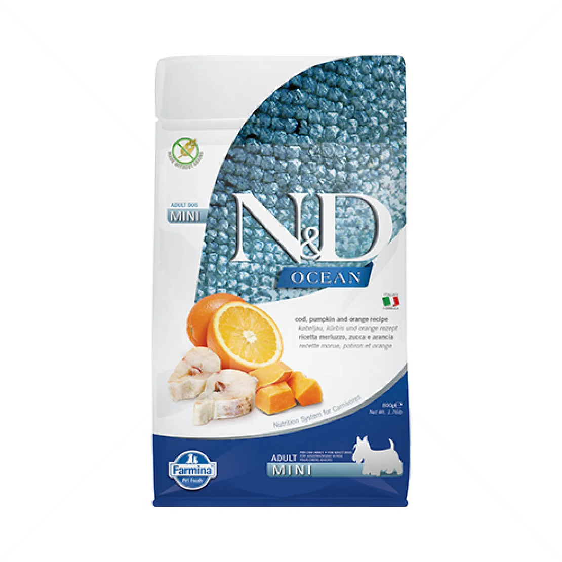 N&D Ocean Dog с риба треска, тиква и портокал за кучета от дребни породи над 1 година