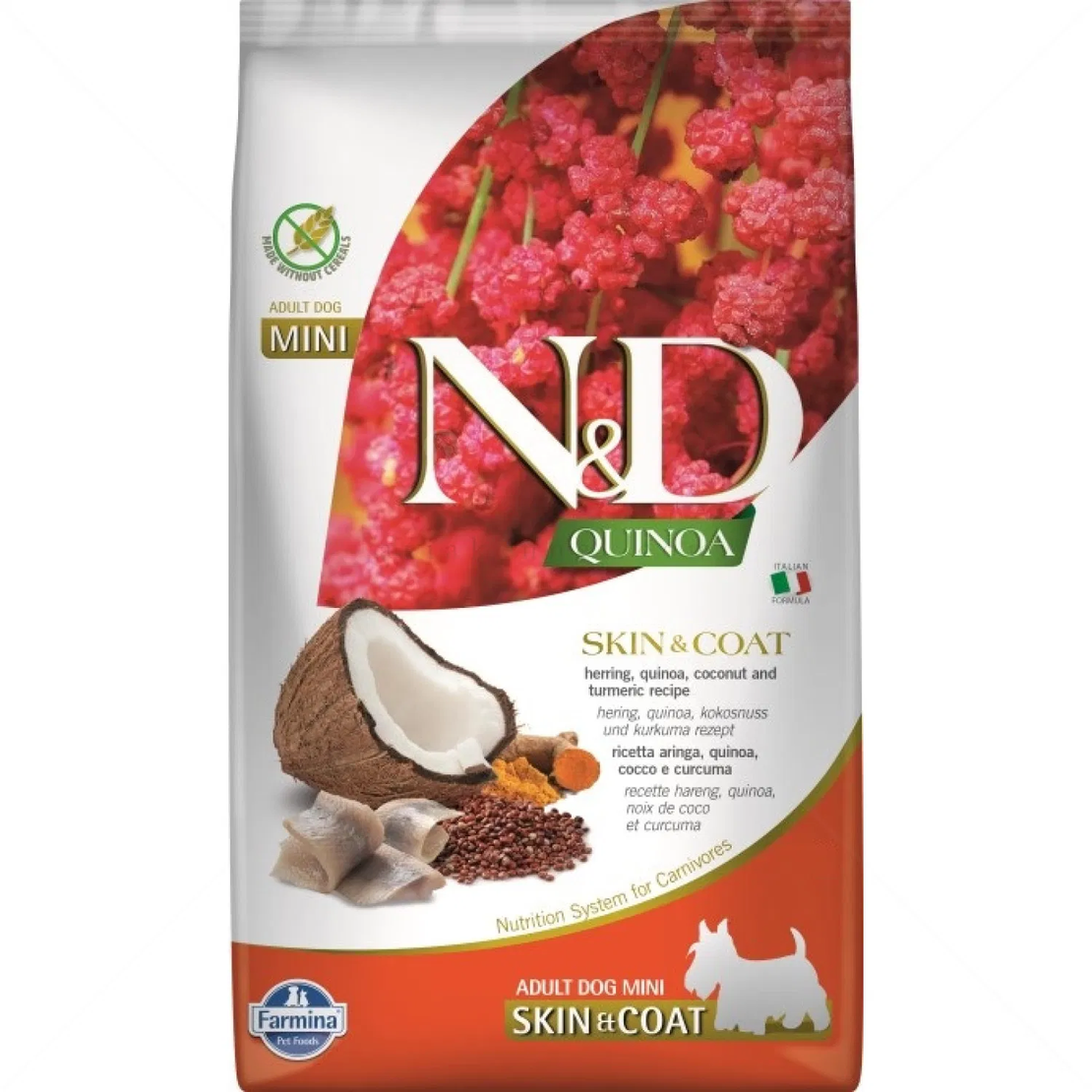 N&D Dog Quinoa Mini за дребни породи с херинга, киноа, кокос и куркума на възраст над 1 година