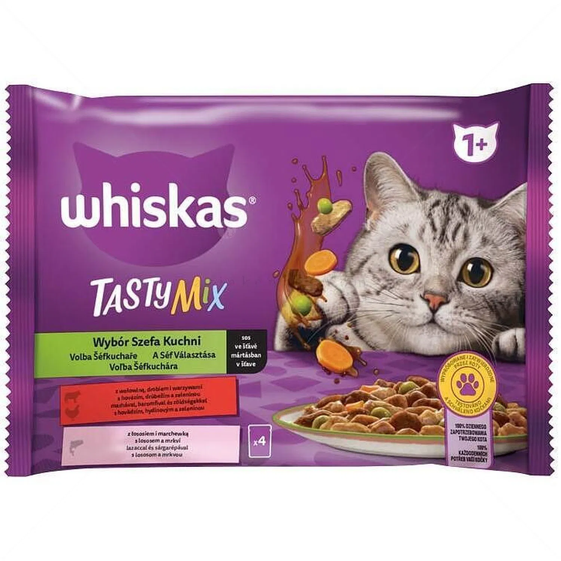 WHISKAS Tasty Mix Adult 4х85 гр Изборът на шефа, в сос грейви